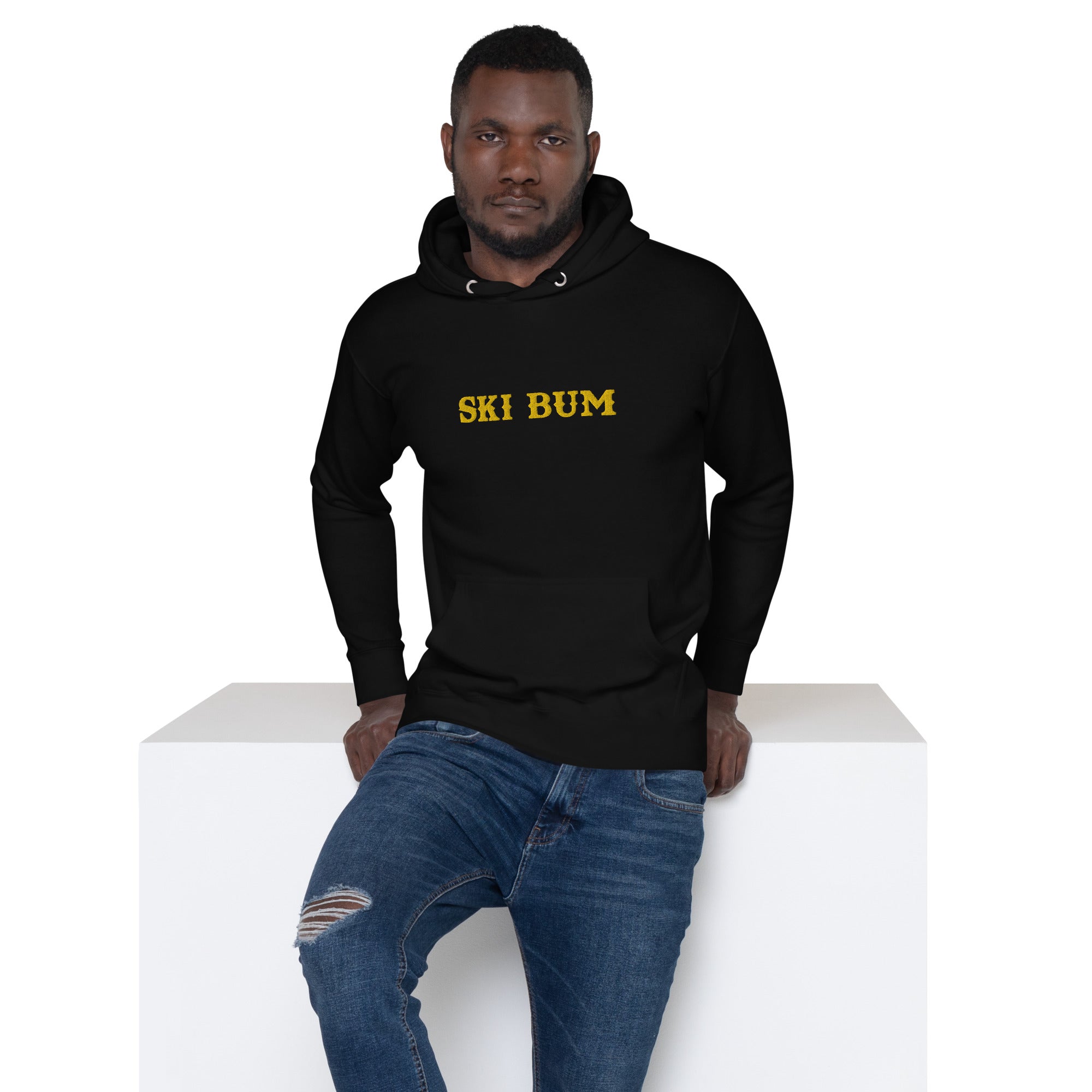 Sweat à capuche unisexe en coton Ski Bum Gold brodé
