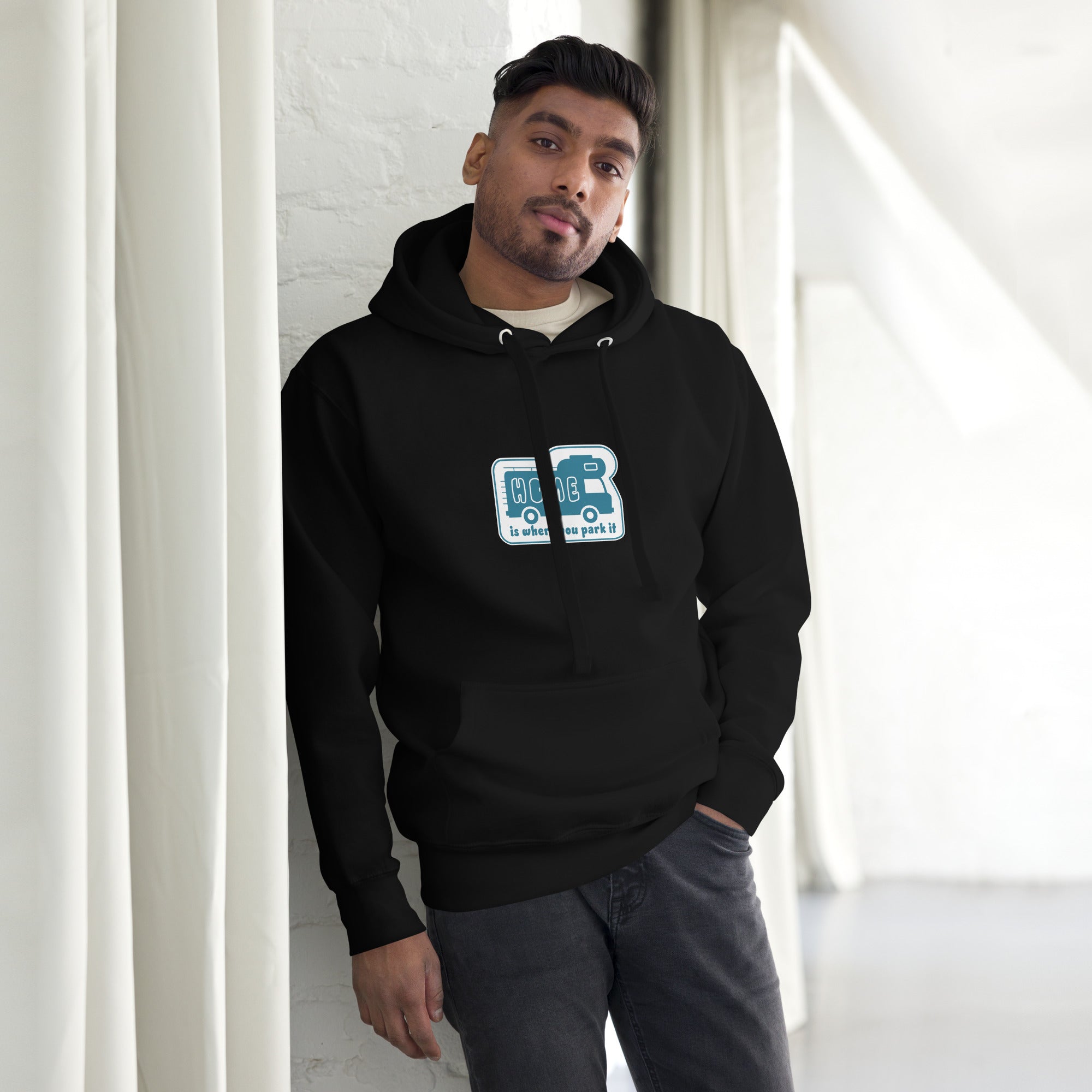 Unisex Cotton Hoodie Blue Camper Van Home is where you park it