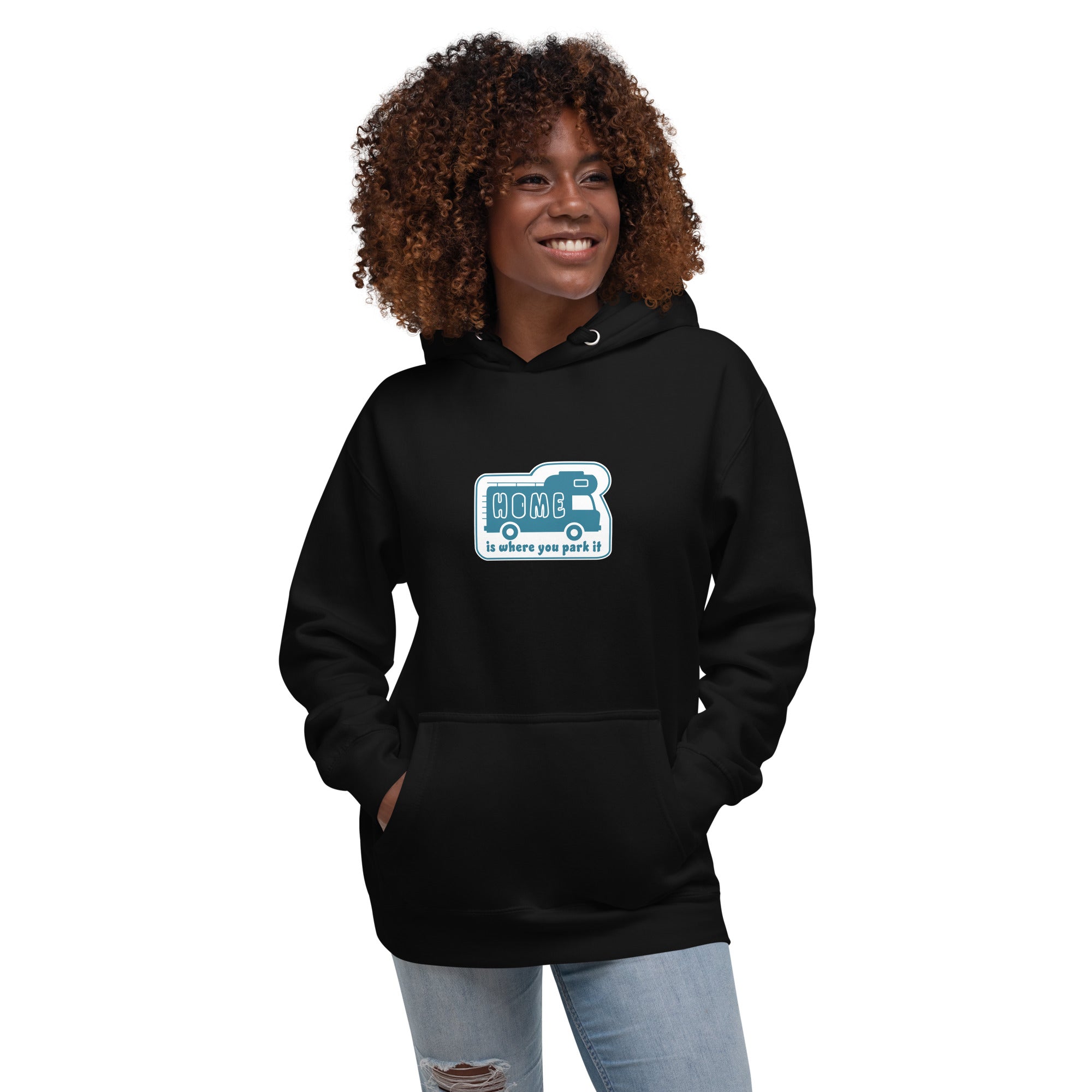 Unisex Cotton Hoodie Blue Camper Van Home is where you park it