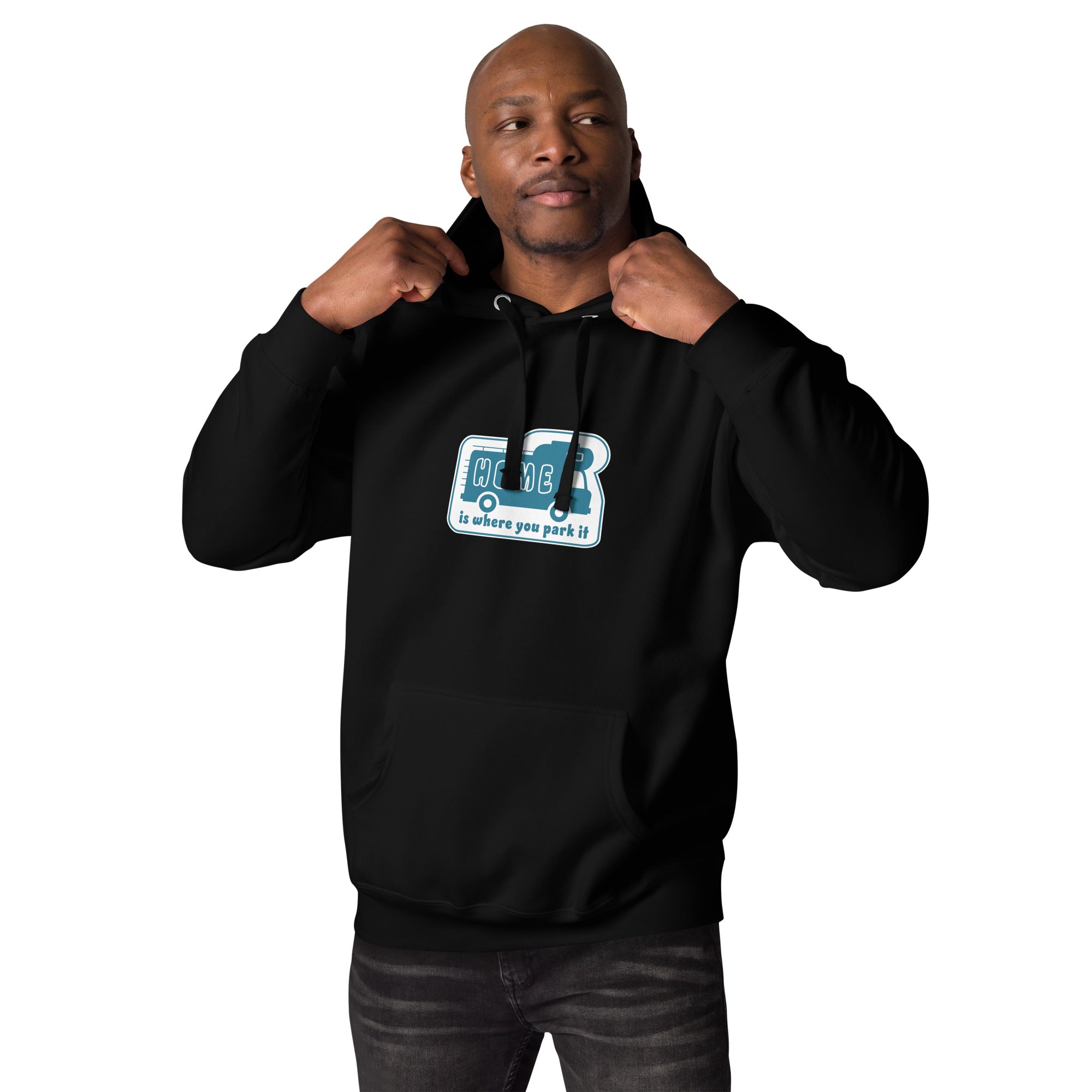 Unisex Cotton Hoodie Blue Camper Van Home is where you park it