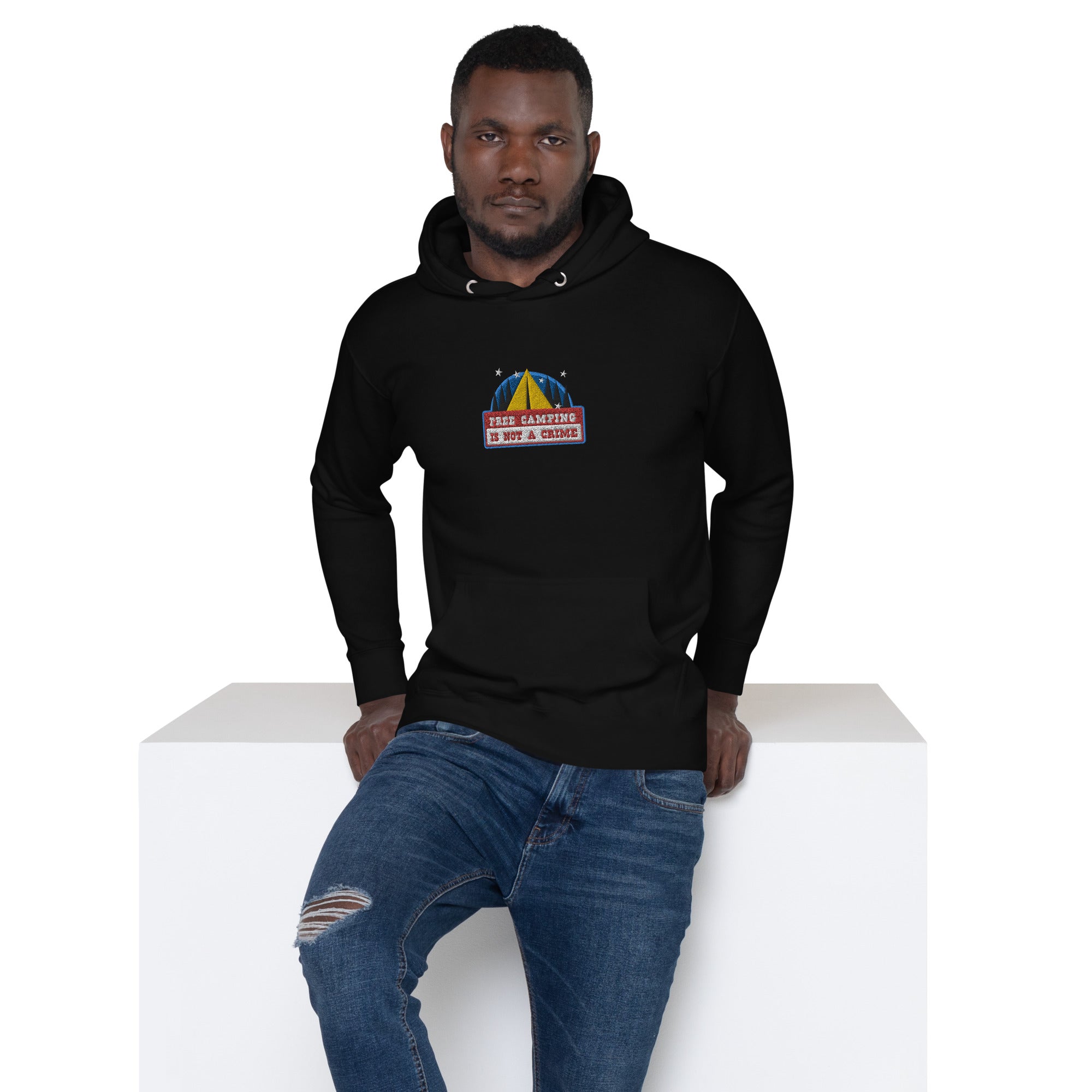 Unisex Cotton Hoodie Free camping is not a crime graphic embroidered pattern