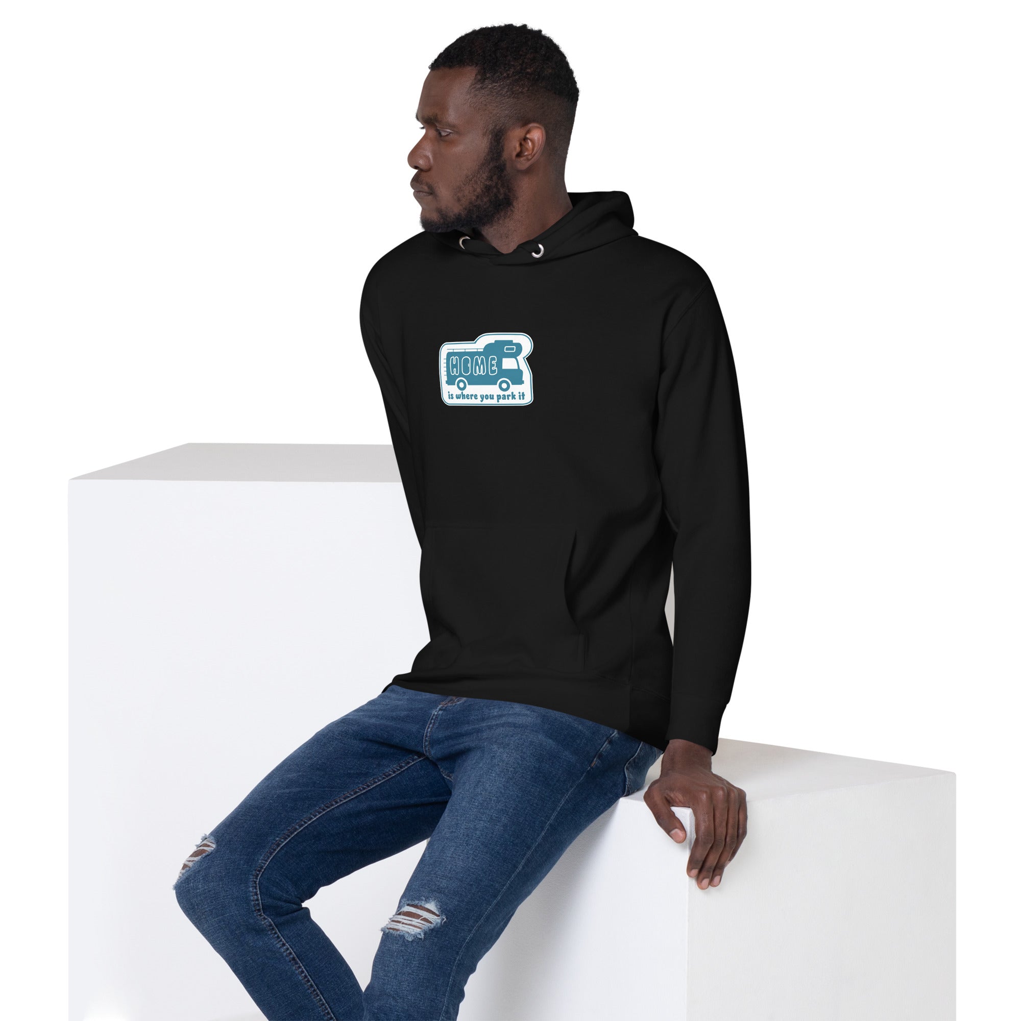 Unisex Cotton Hoodie Blue Camper Van Home is where you park it
