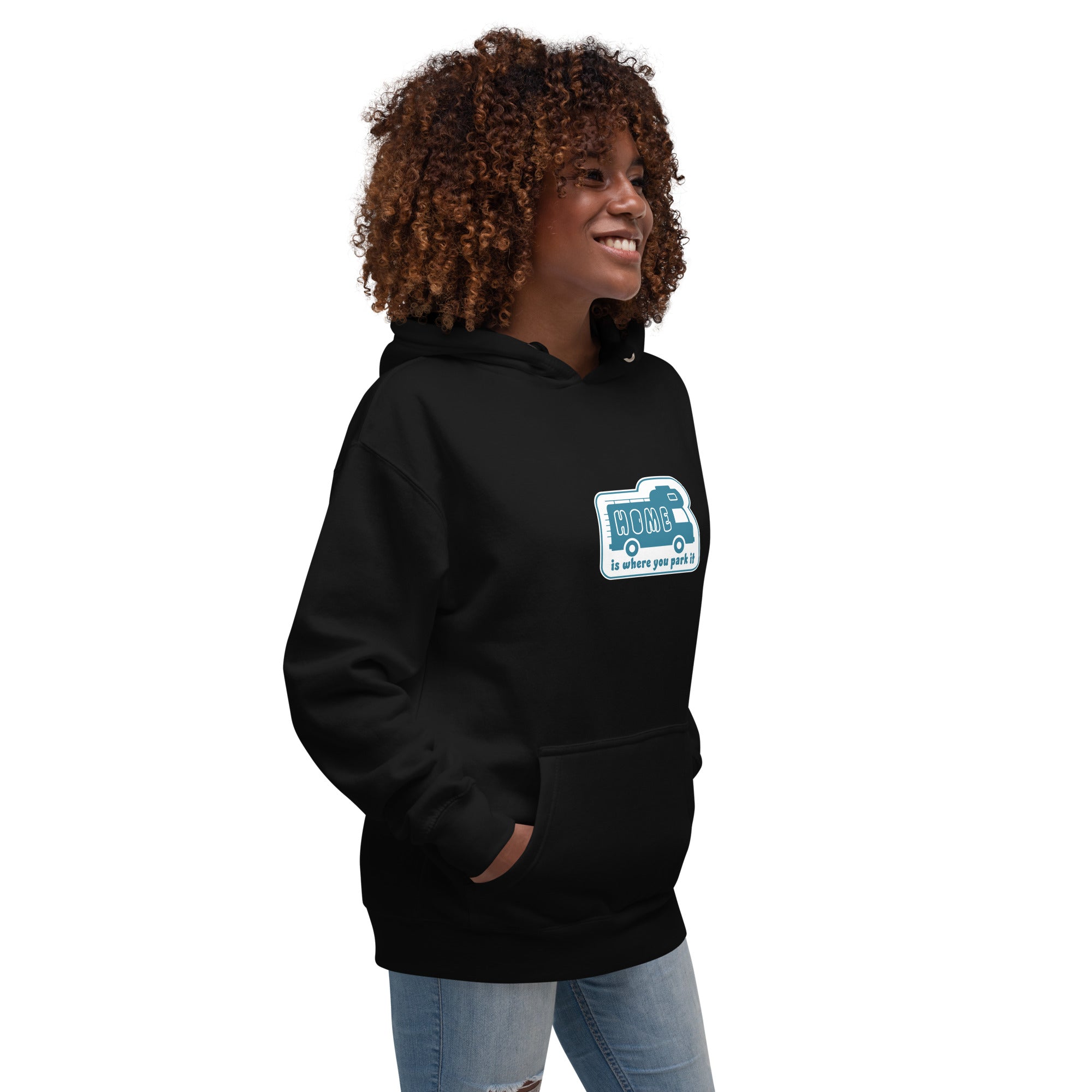 Unisex Cotton Hoodie Blue Camper Van Home is where you park it