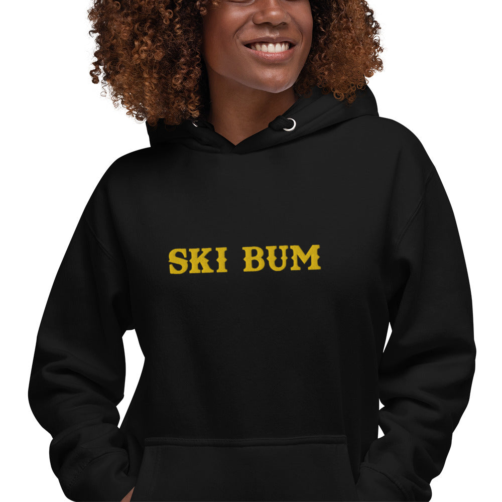 Sweat à capuche unisexe en coton Ski Bum Gold brodé