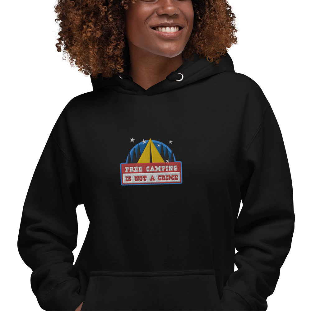 Unisex Cotton Hoodie Free camping is not a crime graphic embroidered pattern