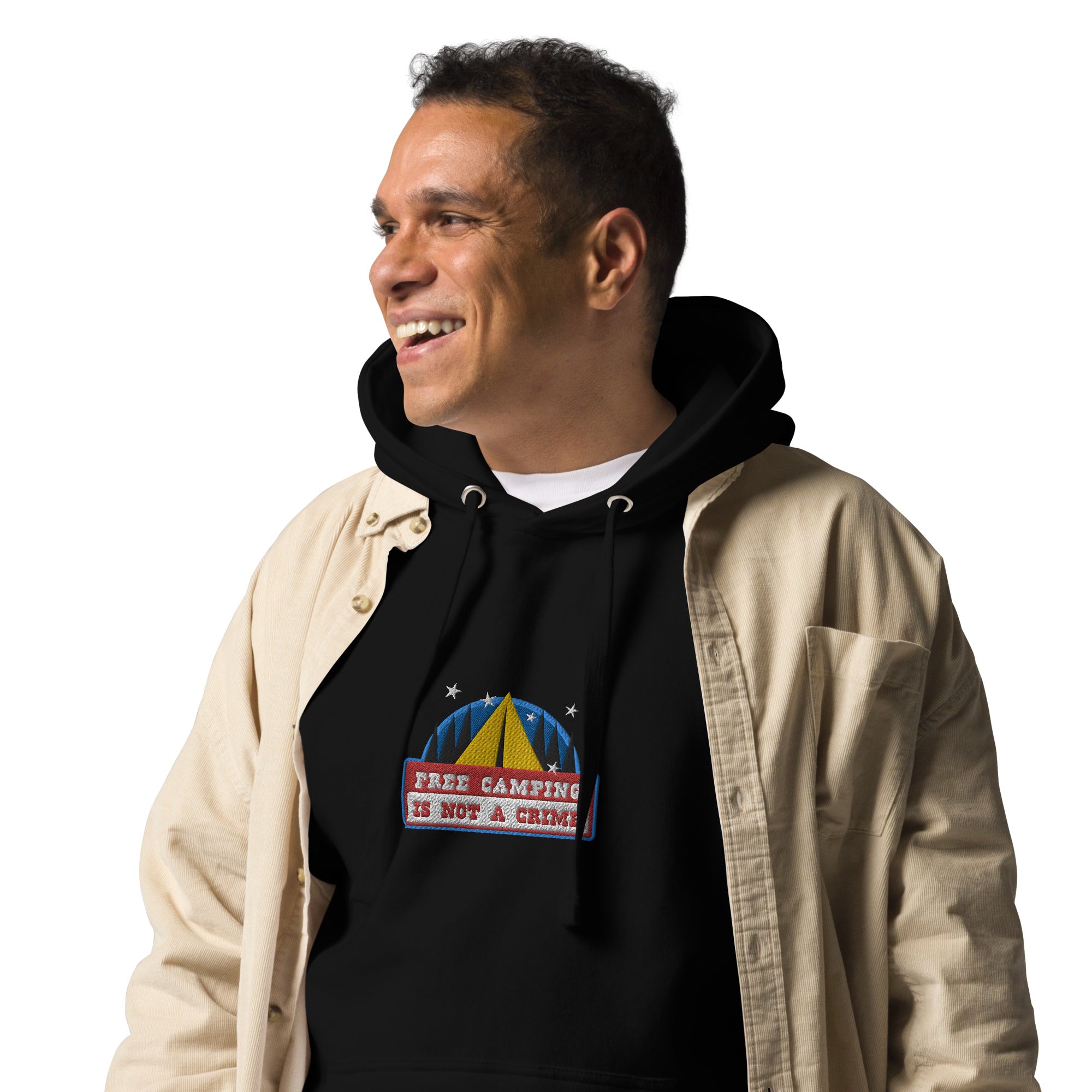Unisex Cotton Hoodie Free camping is not a crime graphic embroidered pattern