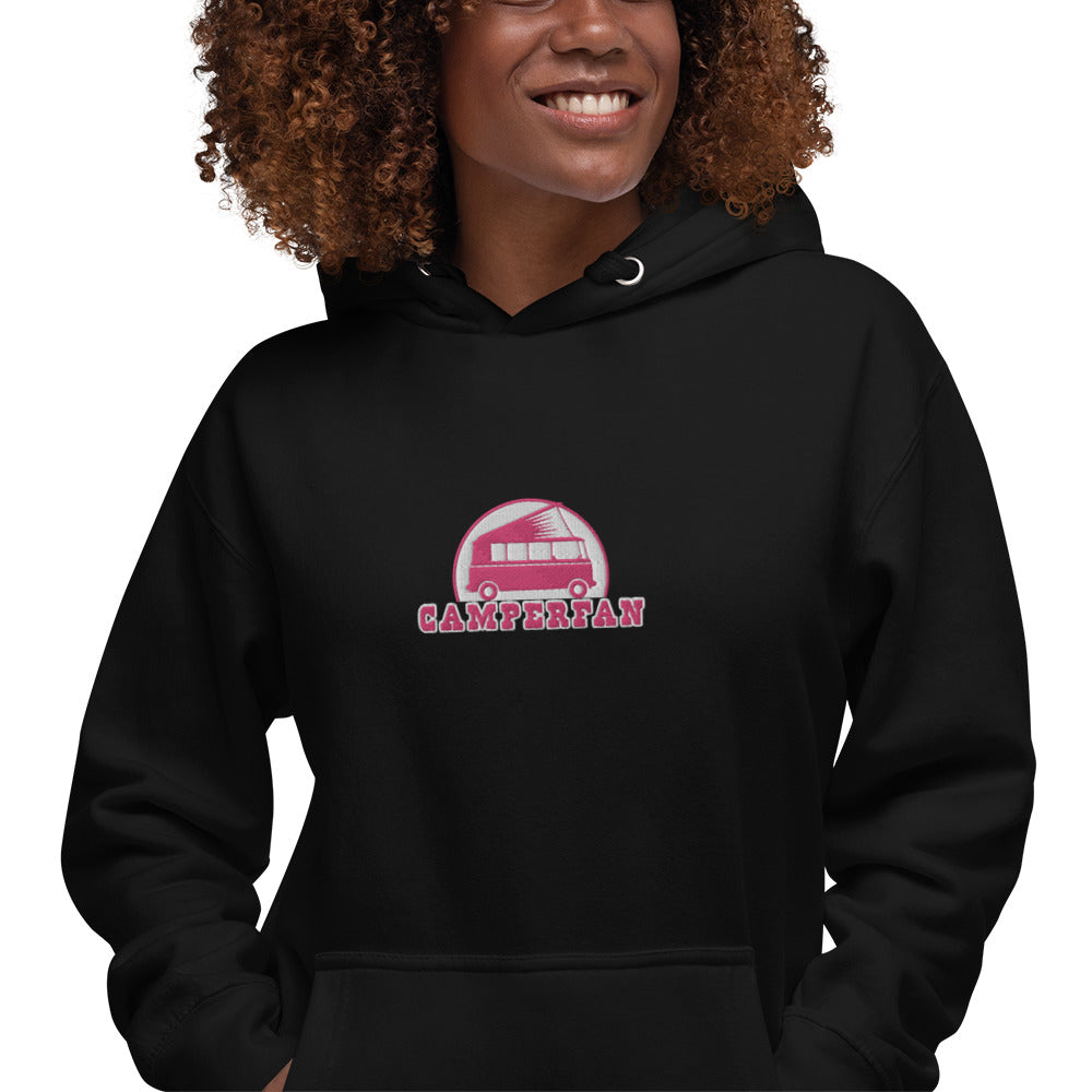 Unisex Cotton Hoodie Camperfan flamingo/white embroidered pattern