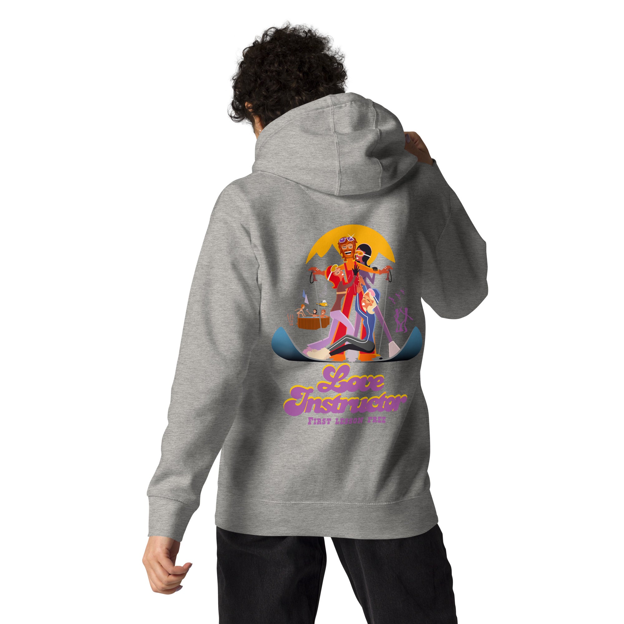 Sweat à capuche unisexe en coton Love Instructor First Lesson free grand motif dans le dos