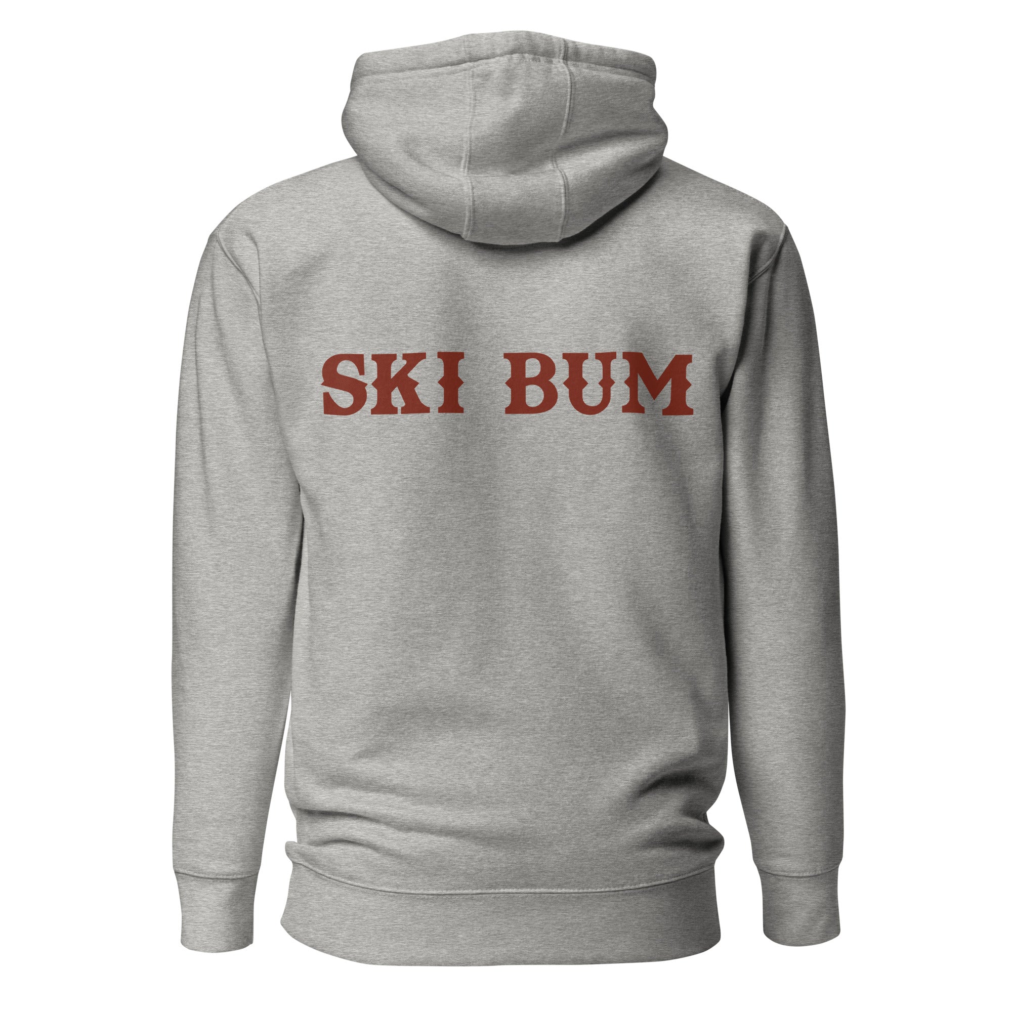 Sweat à capuche unisexe en coton Ski Bum texte foncé (face & dos)