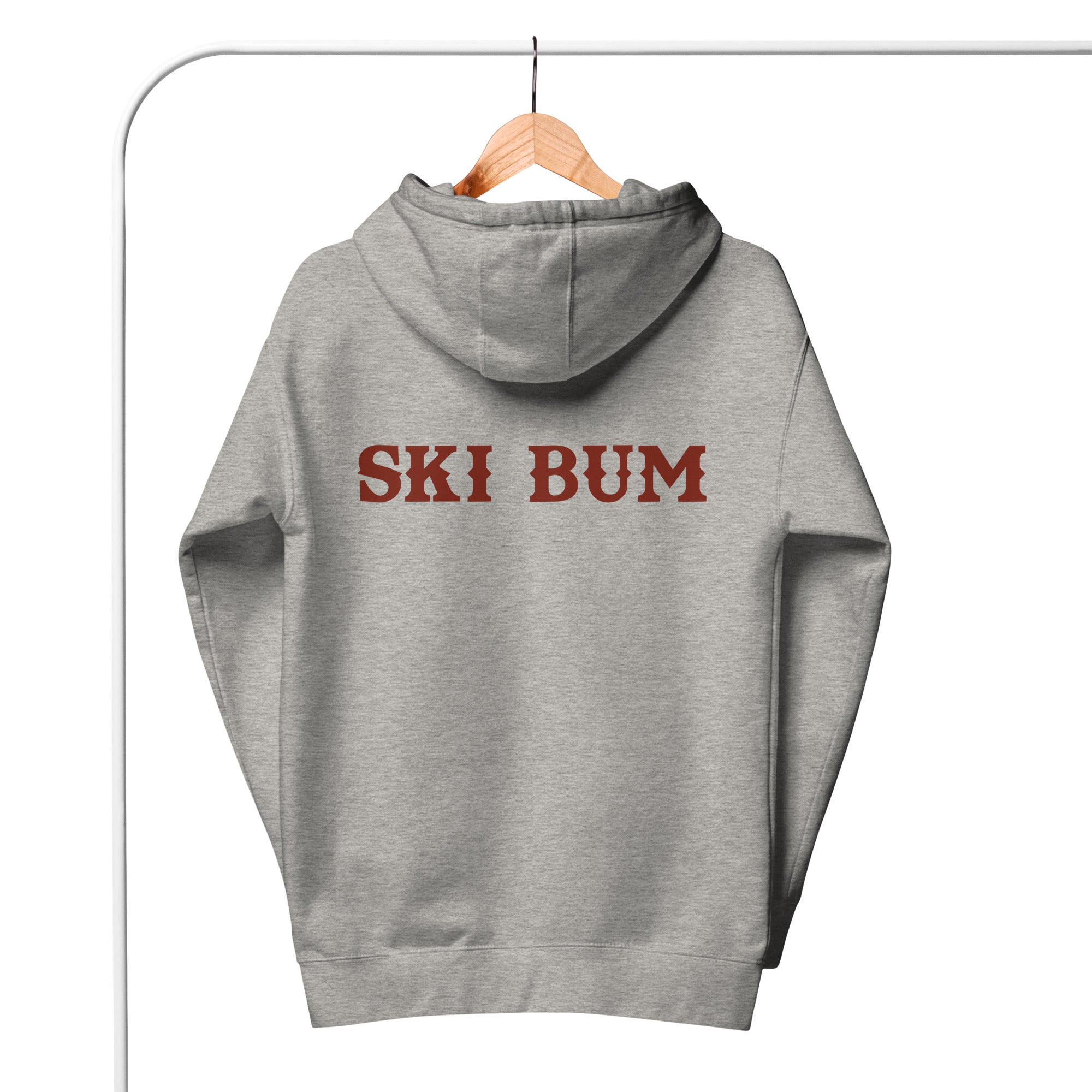 Sweat à capuche unisexe en coton Ski Bum texte foncé (face & dos)