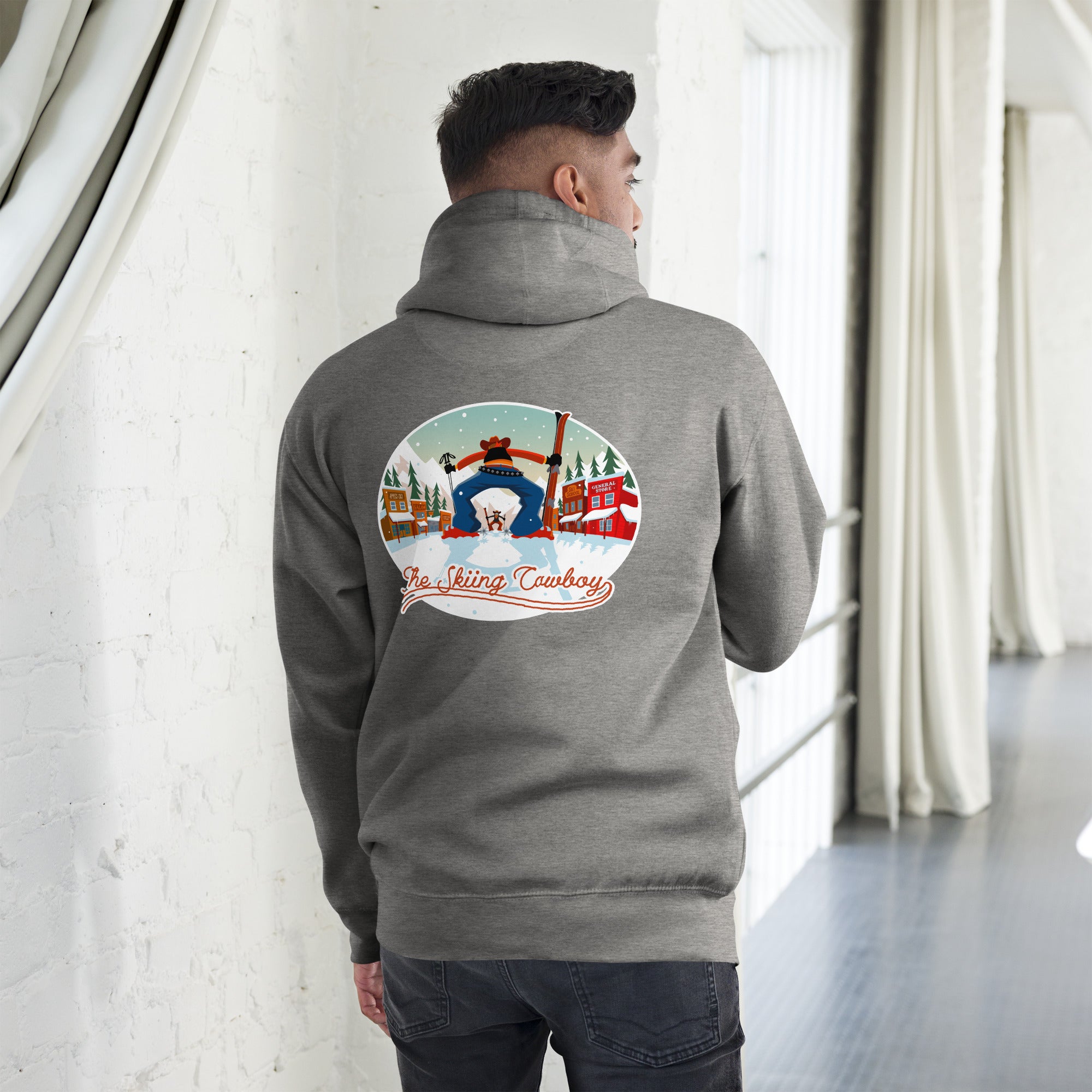 Sweat à capuche unisexe en coton Ski Fight at OK Corral (face & dos)