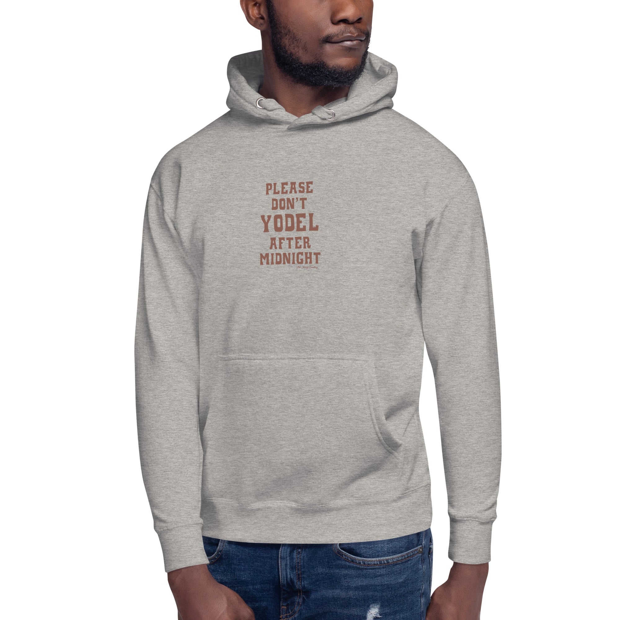 Unisex Cotton Hoodie Don't Yodel After Midnight on light colors