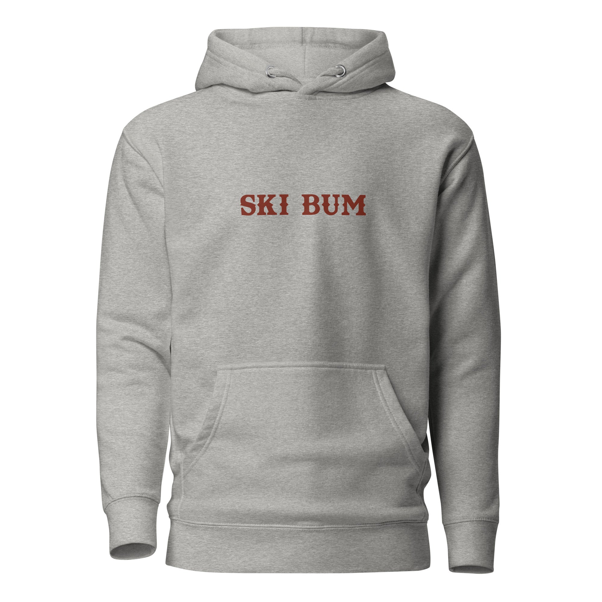 Sweat à capuche unisexe en coton Ski Bum texte foncé (face & dos)
