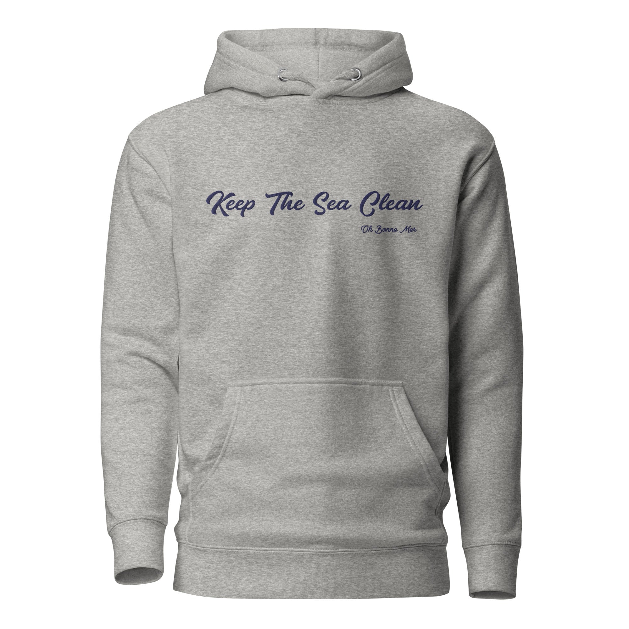 Sweat à capuche unisexe en coton Keep The Sea Clean grand motif brodé navy
