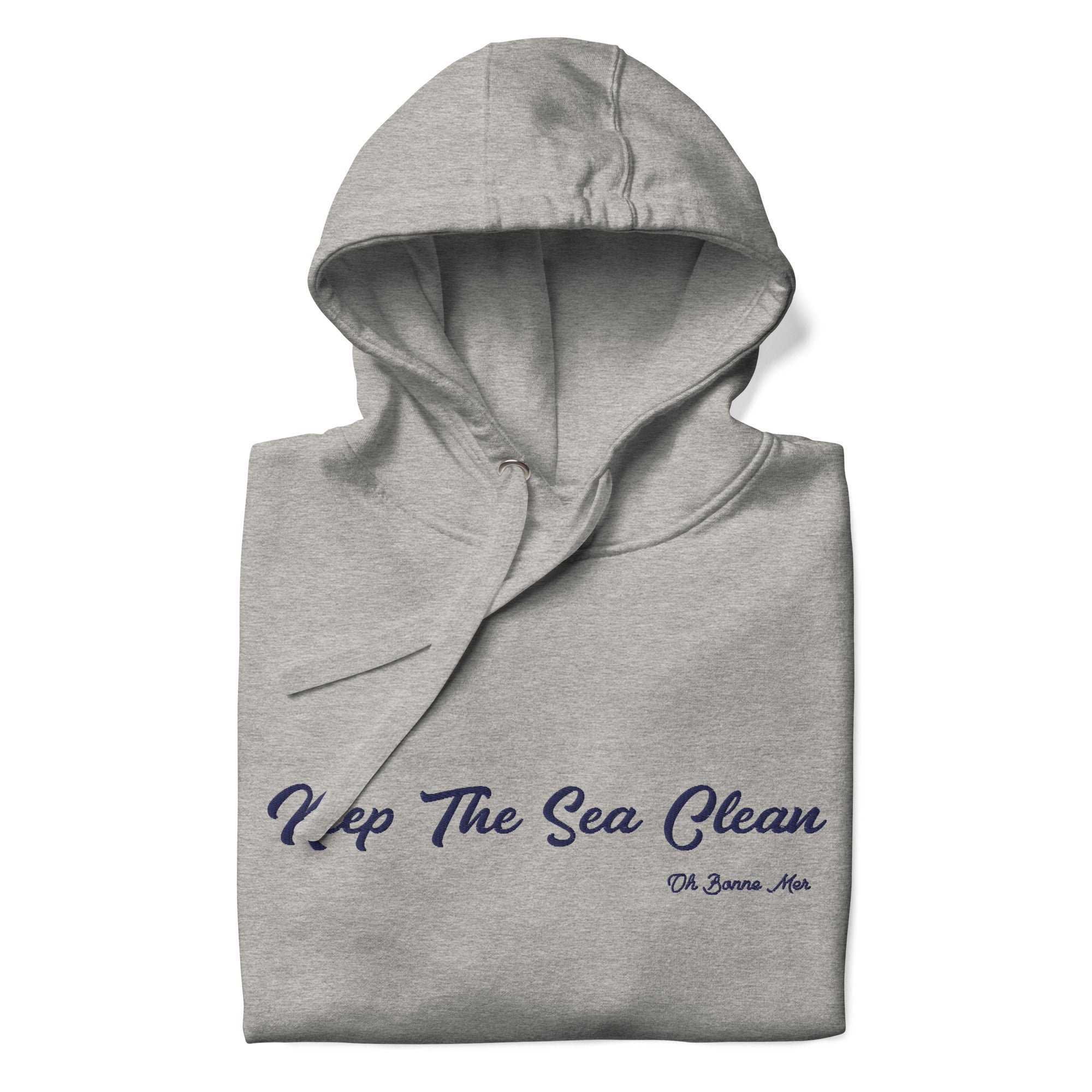 Sweat à capuche unisexe en coton Keep The Sea Clean grand motif brodé navy