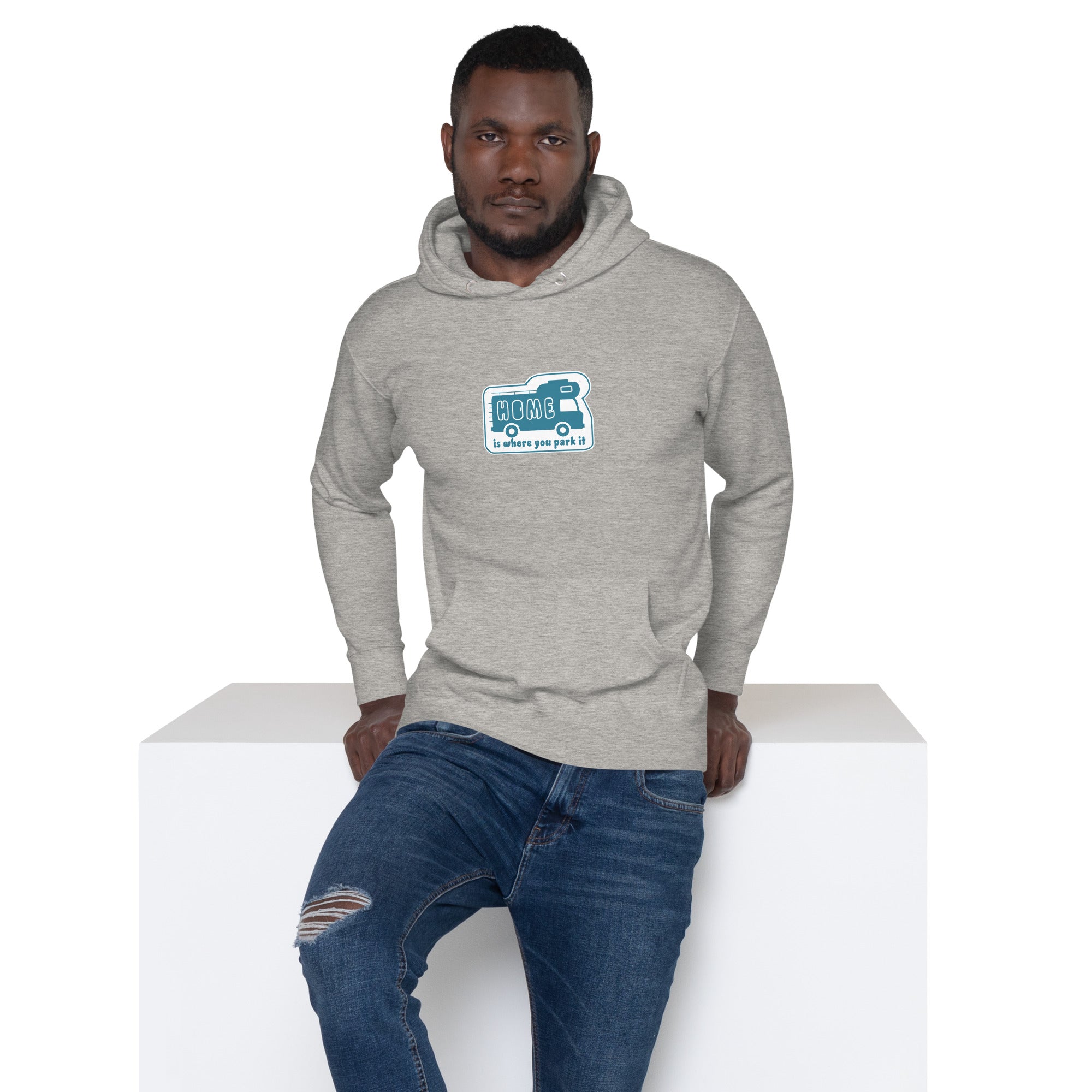 Unisex Cotton Hoodie Blue Camper Van Home is where you park it