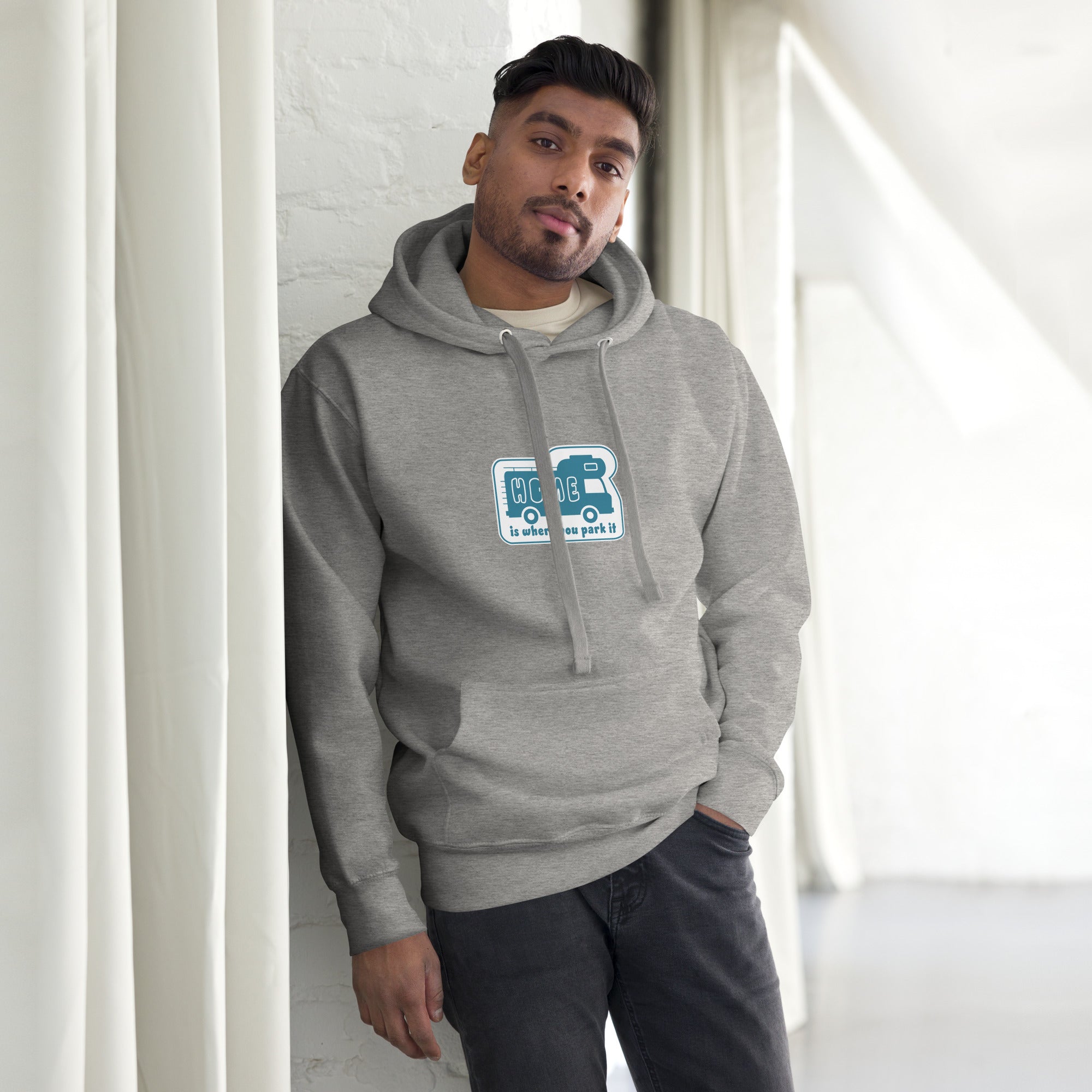 Unisex Cotton Hoodie Blue Camper Van Home is where you park it
