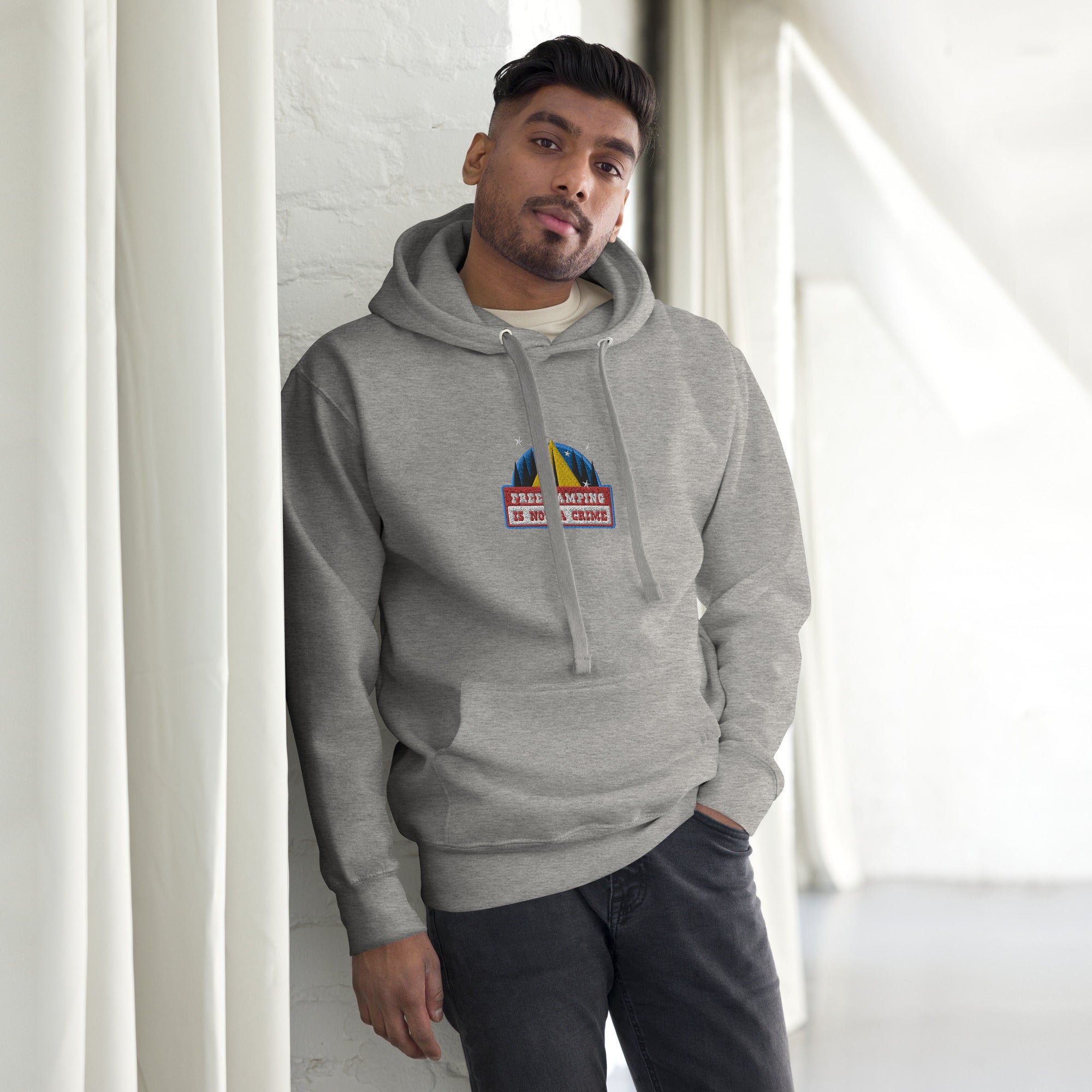 Unisex Cotton Hoodie Free camping is not a crime graphic embroidered pattern