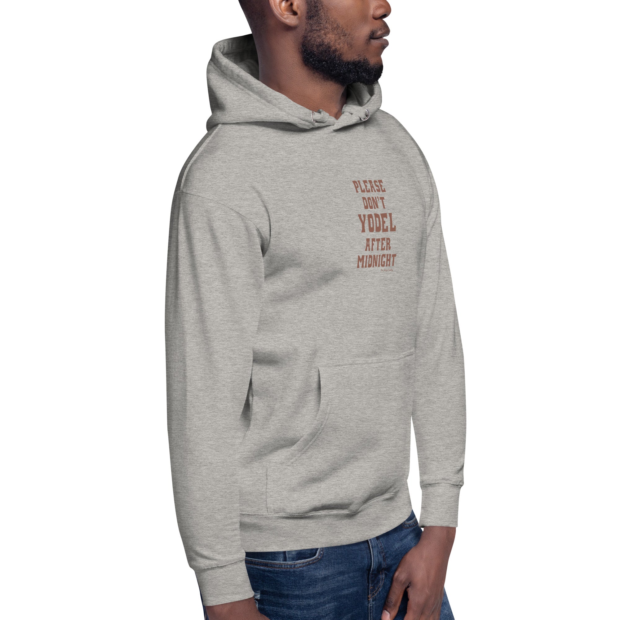 Unisex Cotton Hoodie Don't Yodel After Midnight on light colors