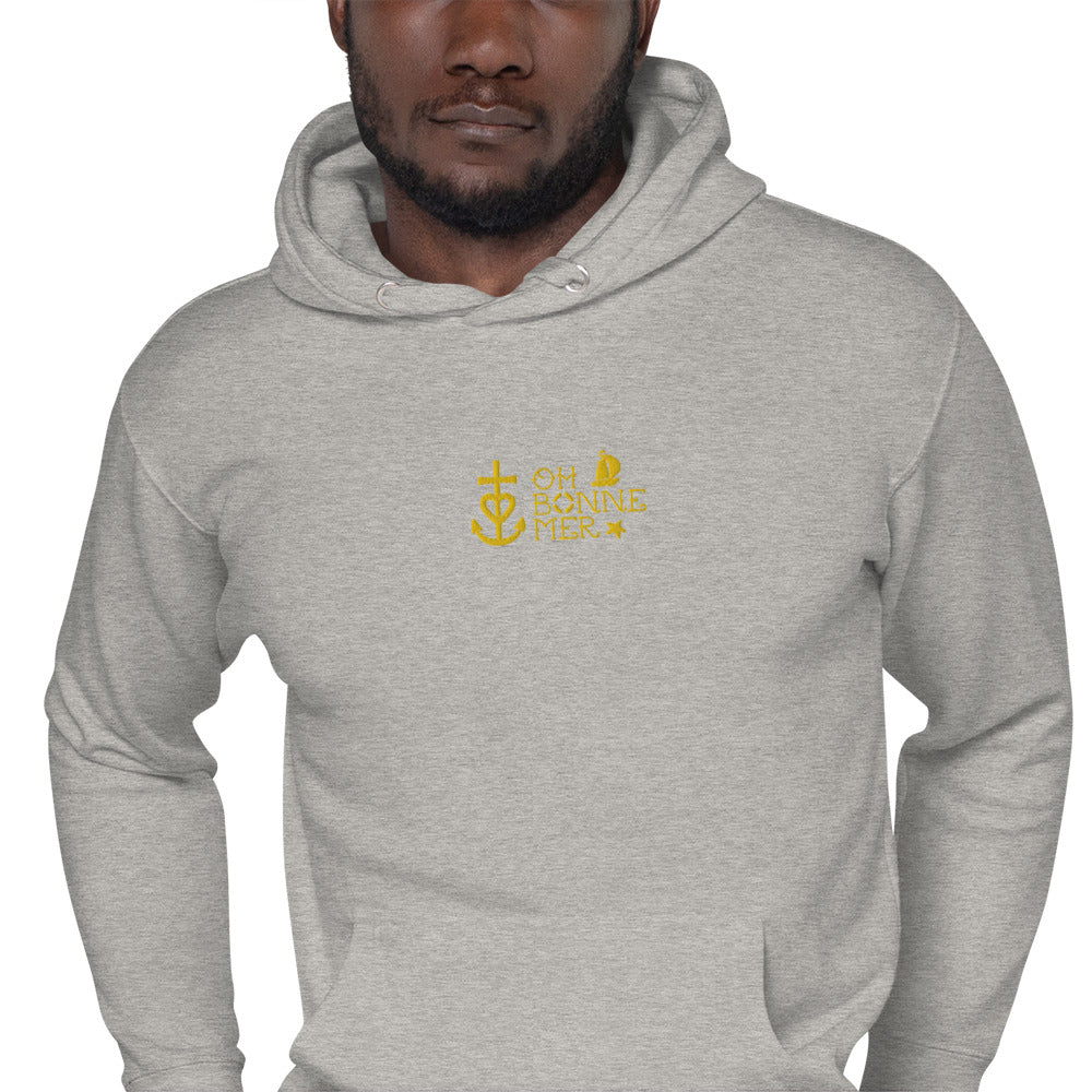 Sweat à capuche unisexe en coton Oh Bonne Mer 2 brodé sur couleurs claires