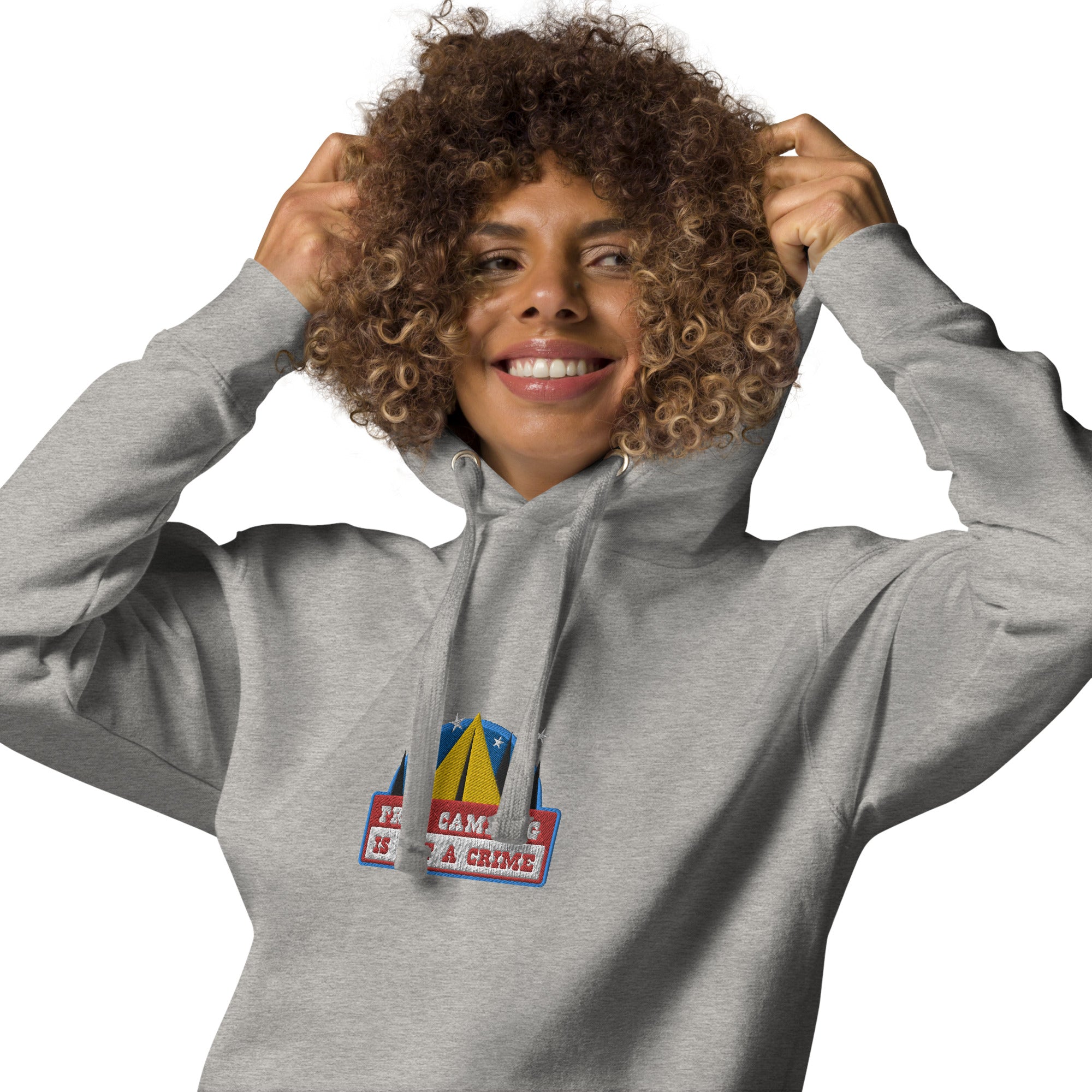 Unisex Cotton Hoodie Free camping is not a crime graphic embroidered pattern