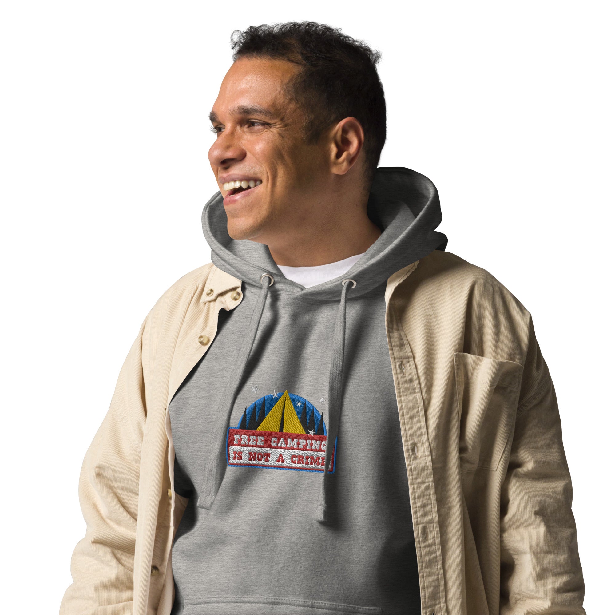 Unisex Cotton Hoodie Free camping is not a crime graphic embroidered pattern