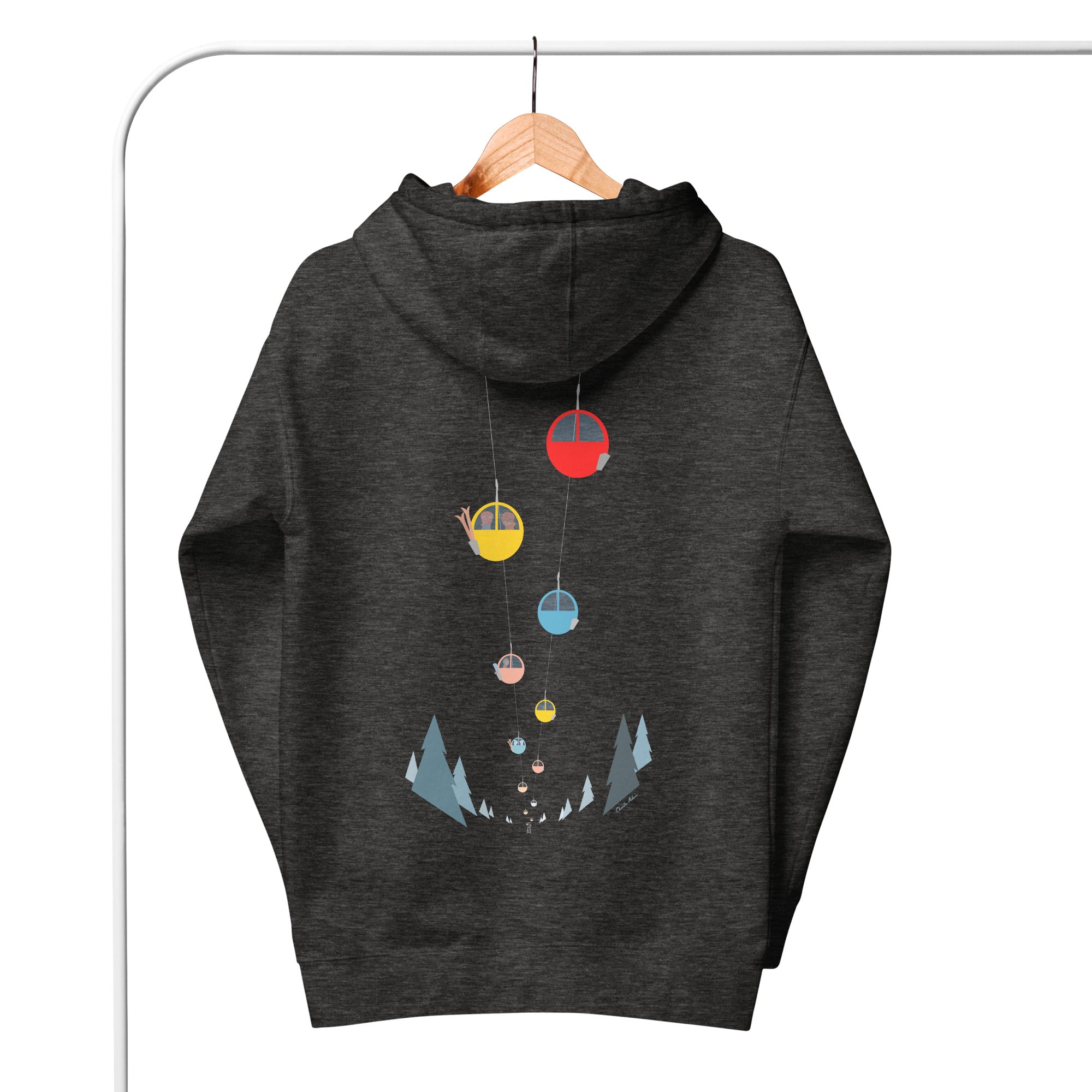 Sweat à capuche unisexe en coton Gondolas in the mist (face & dos)