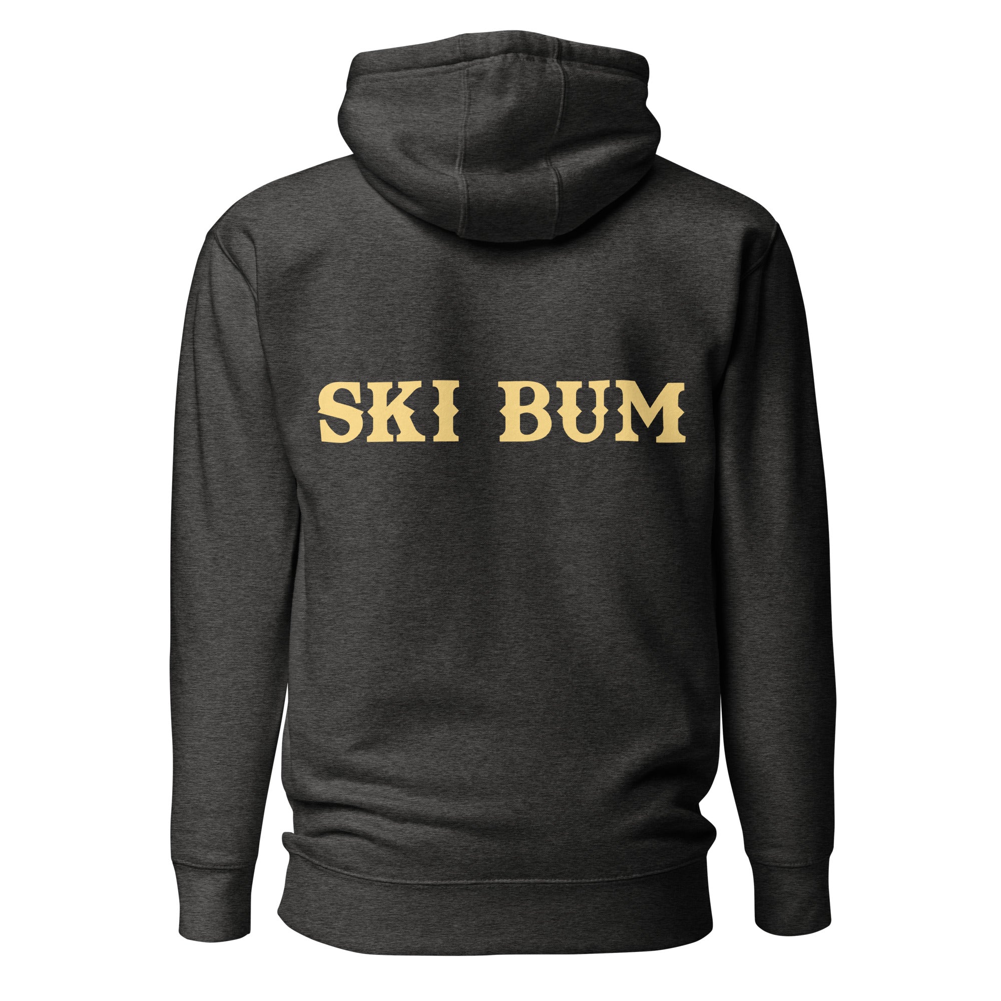 Sweat à capuche unisexe en coton Ski Bum texte clair (face & dos)