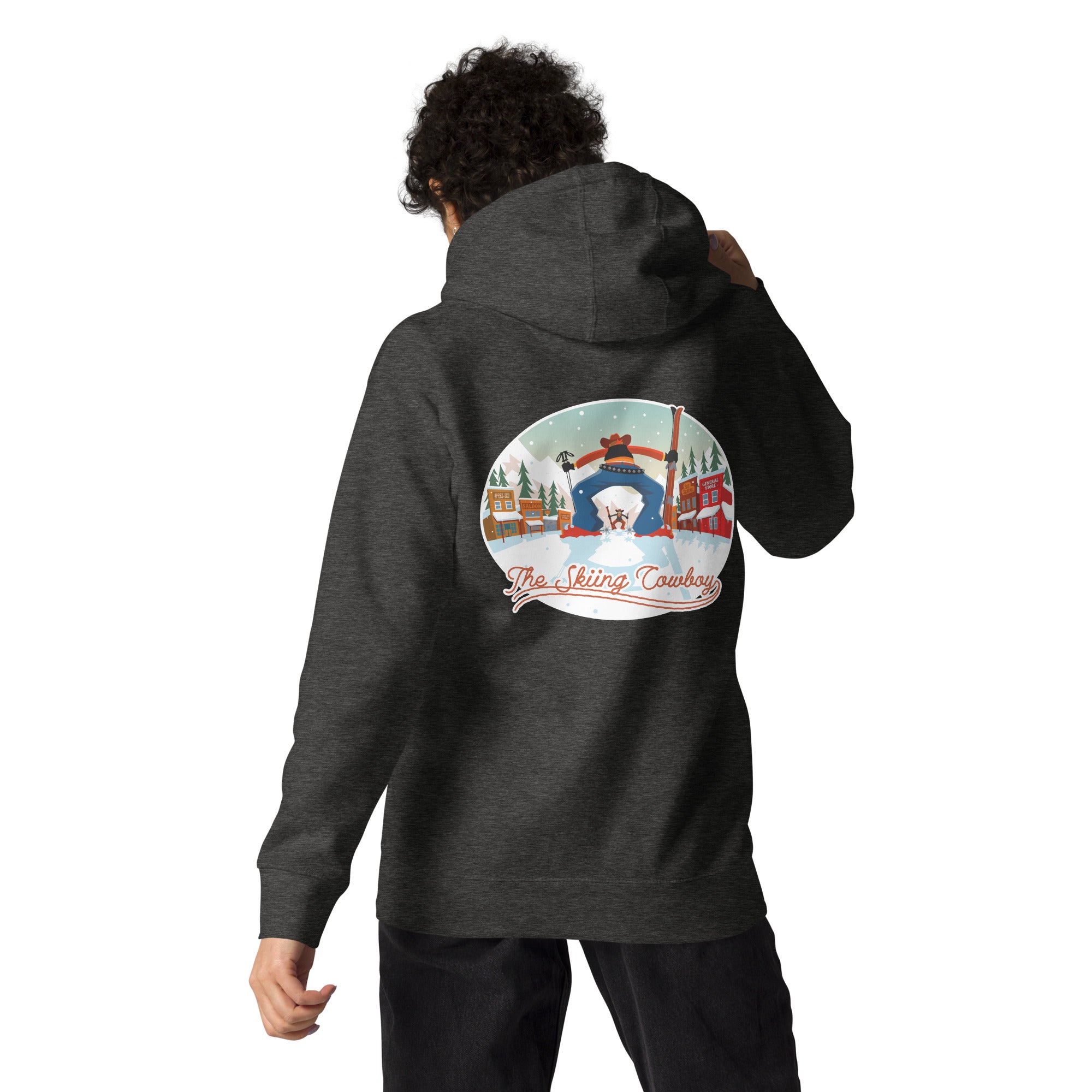 Sweat à capuche unisexe en coton Ski Fight at OK Corral (face & dos)