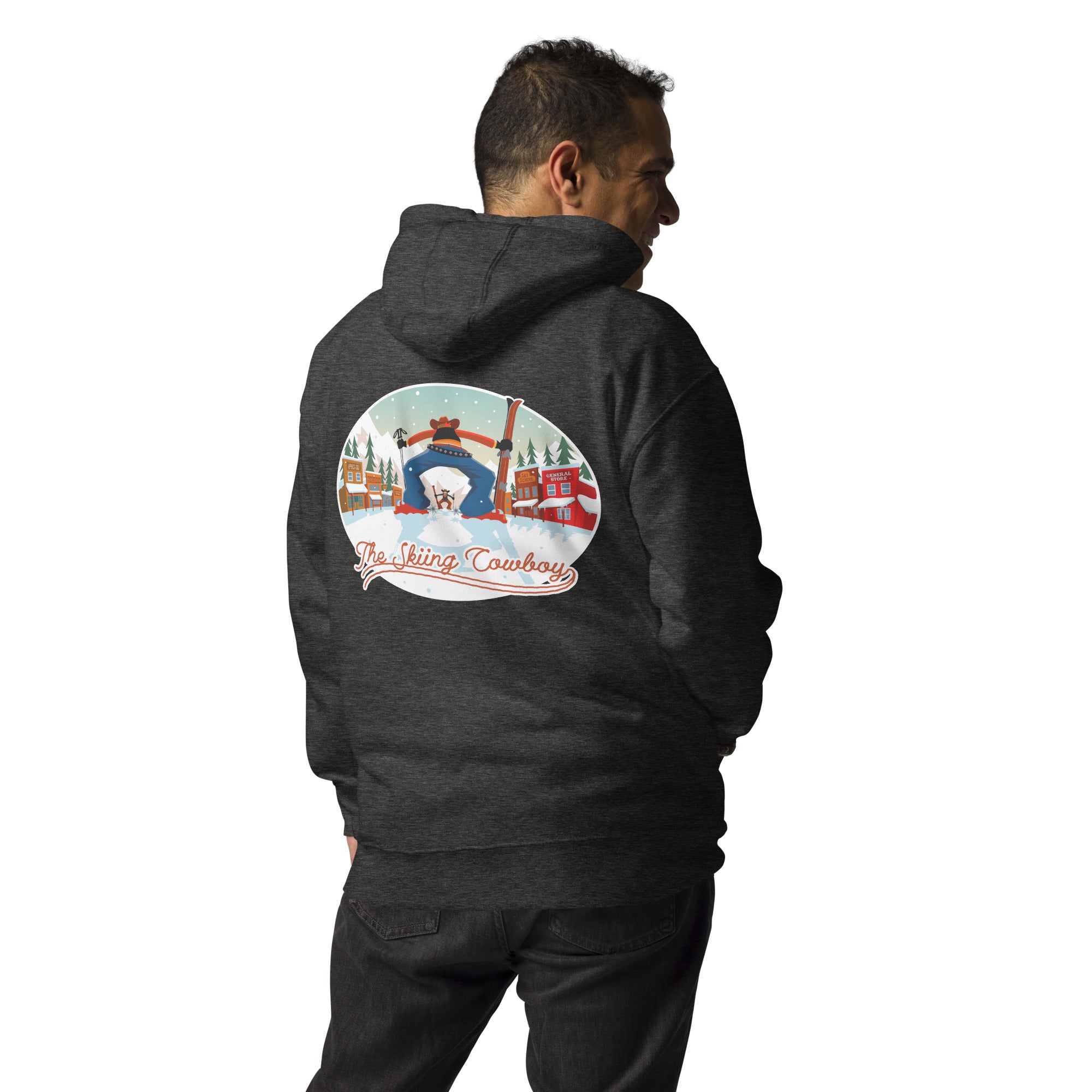 Sweat à capuche unisexe en coton Ski Fight at OK Corral (face & dos)