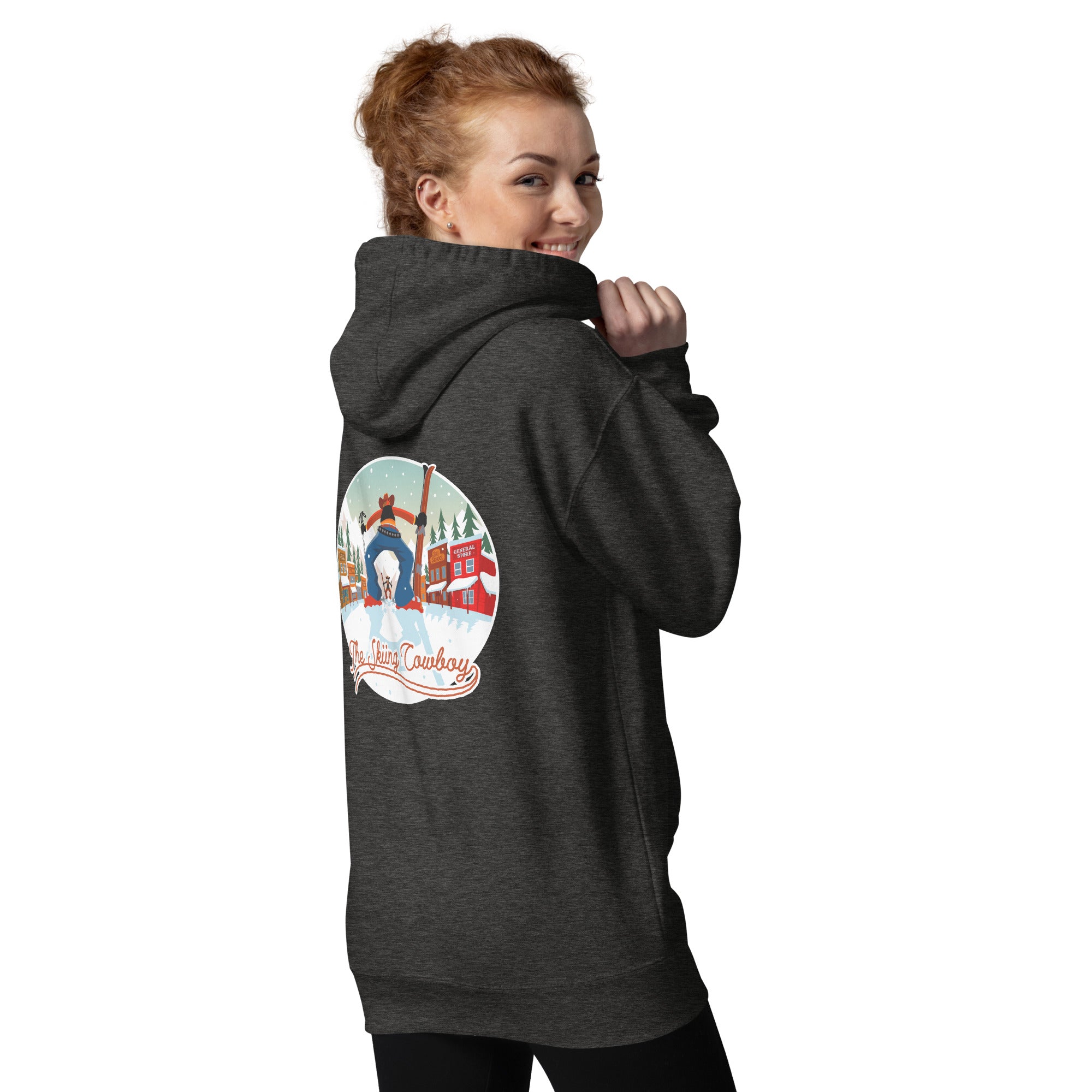 Sweat à capuche unisexe en coton Ski Fight at OK Corral (face & dos)