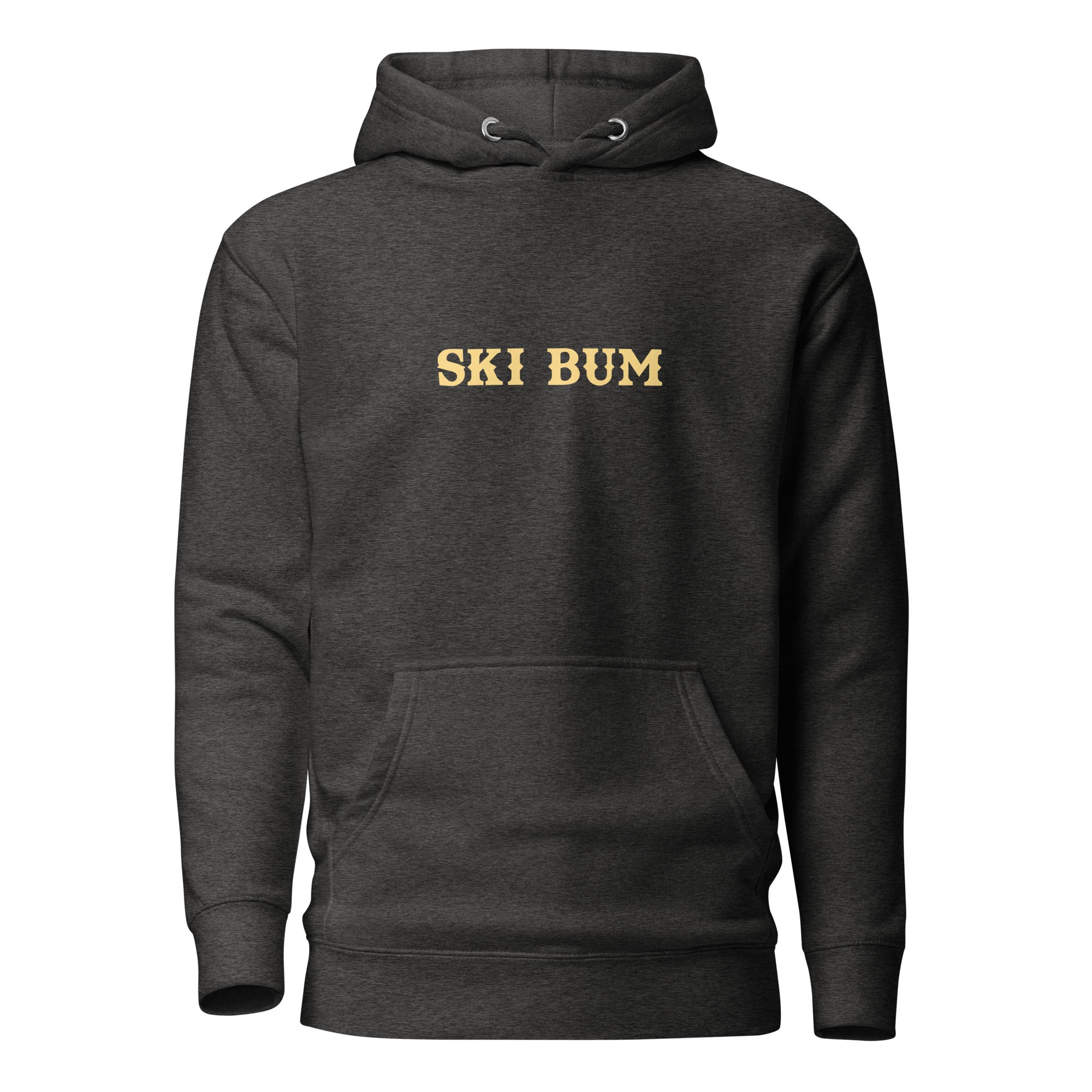 Sweat à capuche unisexe en coton Ski Bum texte clair (face & dos)