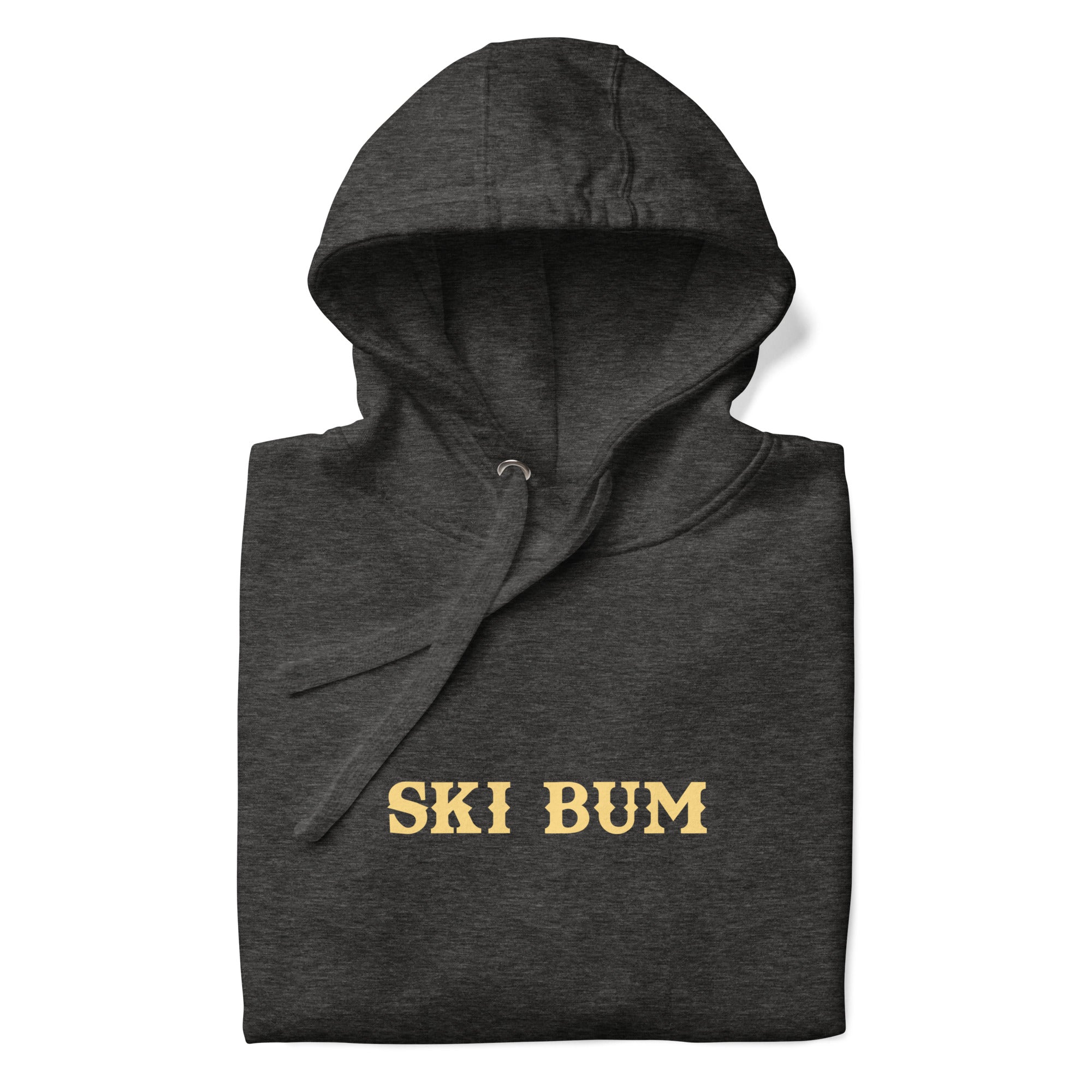 Sweat à capuche unisexe en coton Ski Bum texte clair (face & dos)