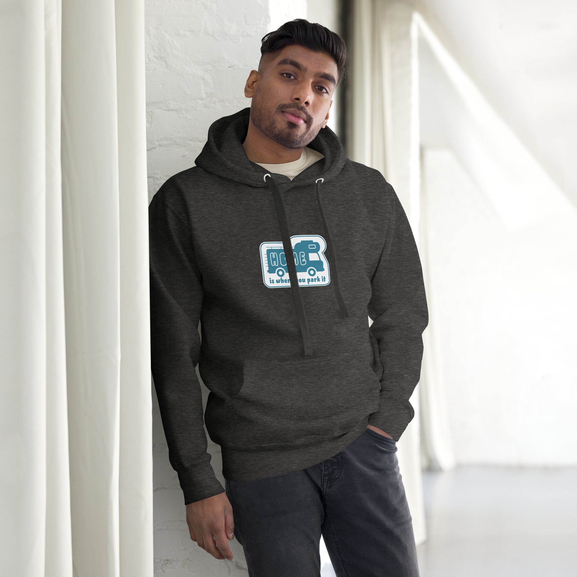Unisex Cotton Hoodie Blue Camper Van Home is where you park it