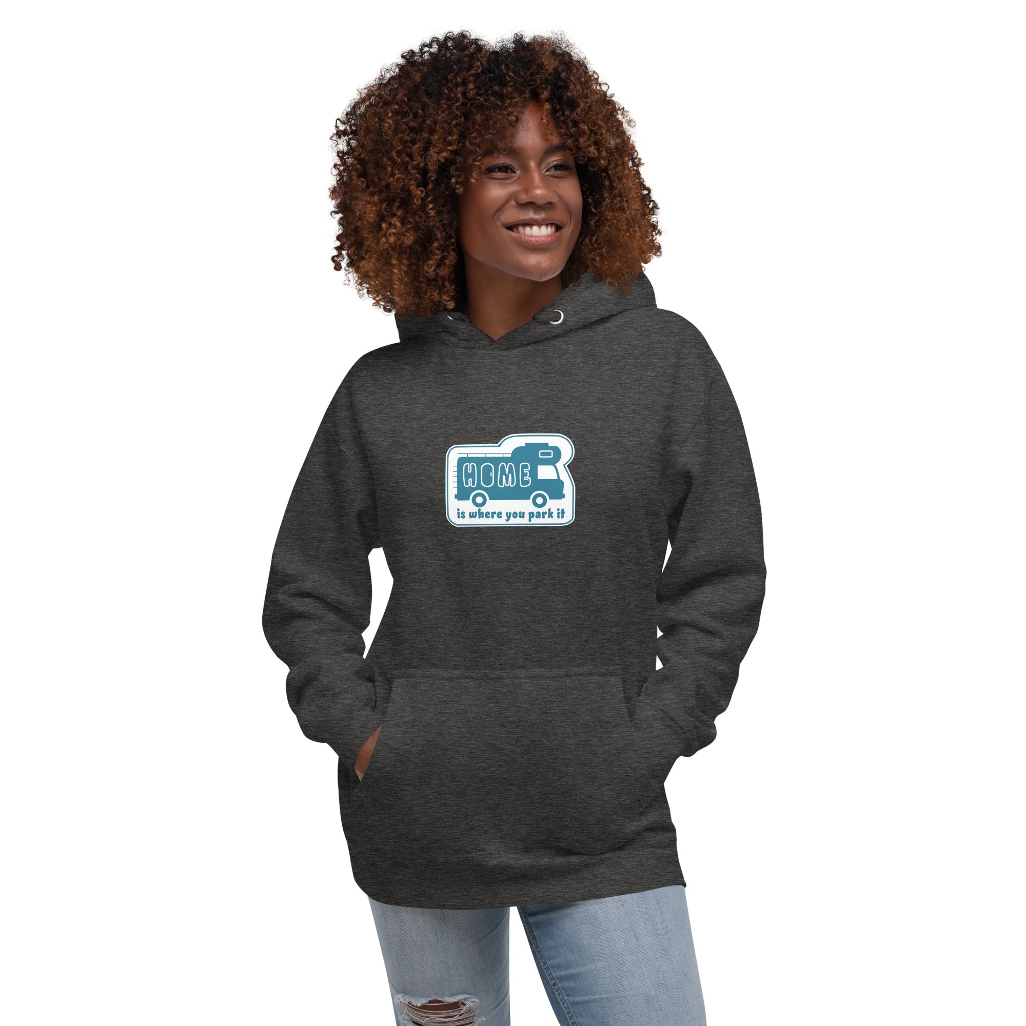 Unisex Cotton Hoodie Blue Camper Van Home is where you park it