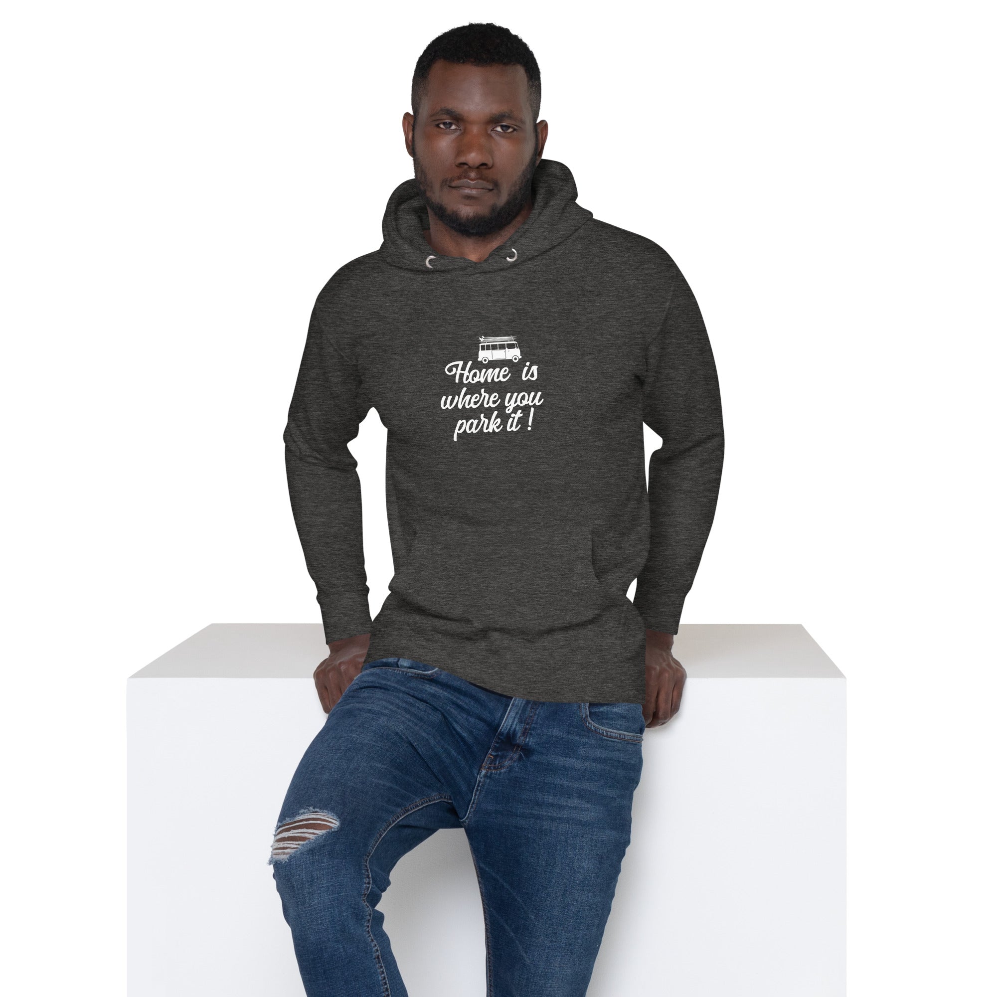 Unisex Cotton Hoodie White Surf Combi Home is where you park it