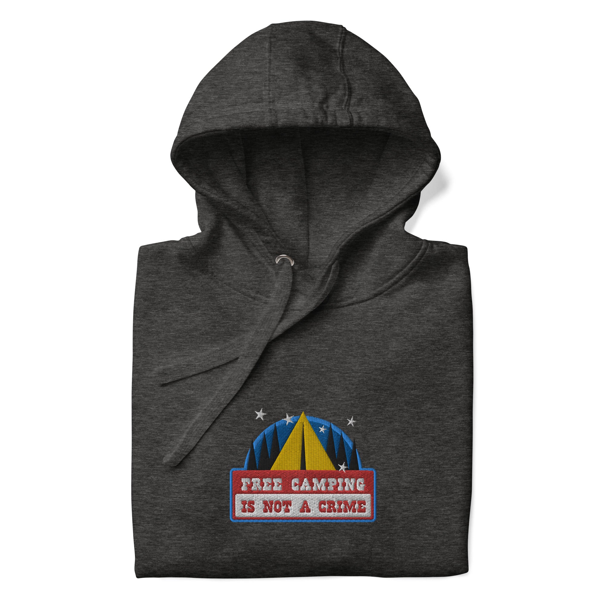 Unisex Cotton Hoodie Free camping is not a crime graphic embroidered pattern