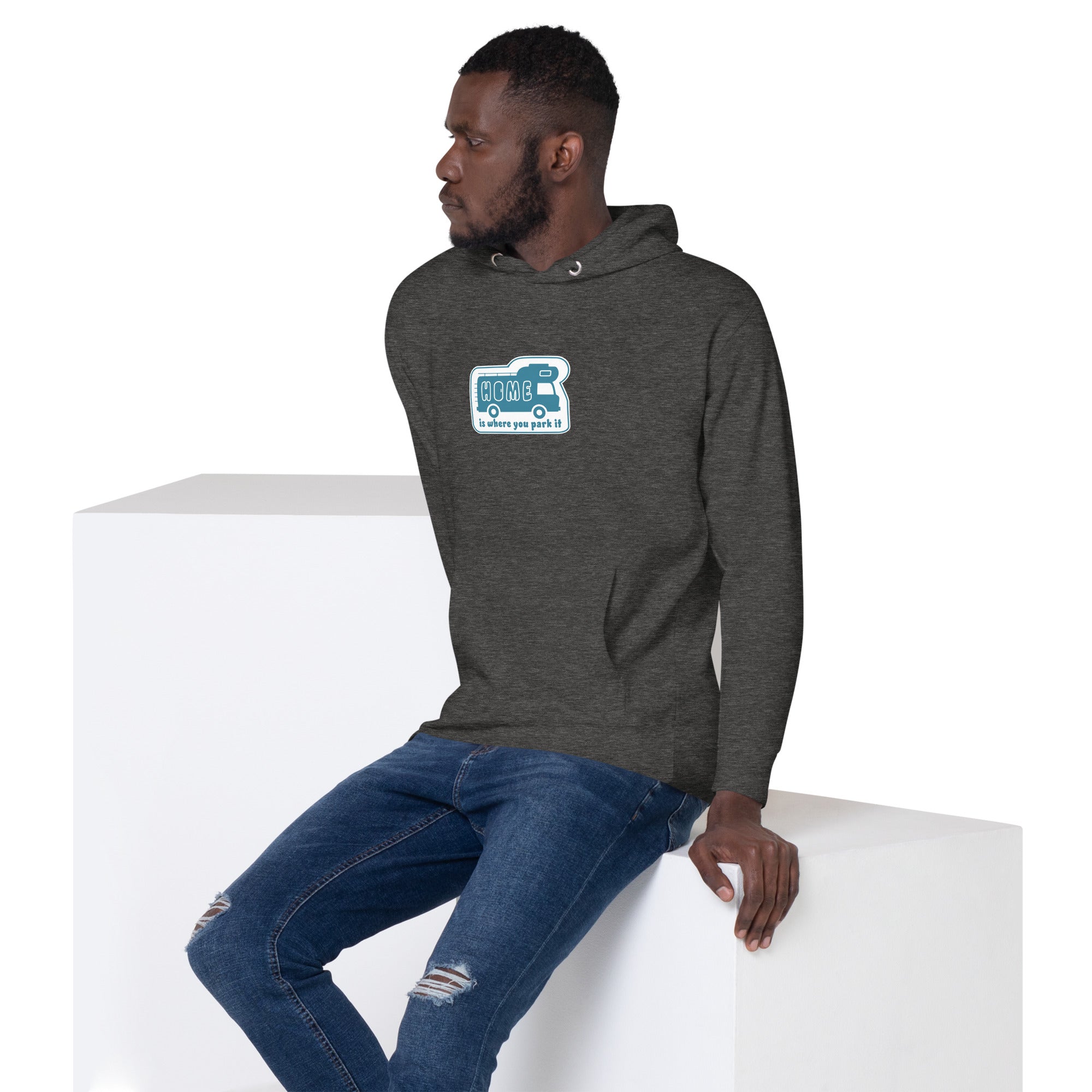 Unisex Cotton Hoodie Blue Camper Van Home is where you park it