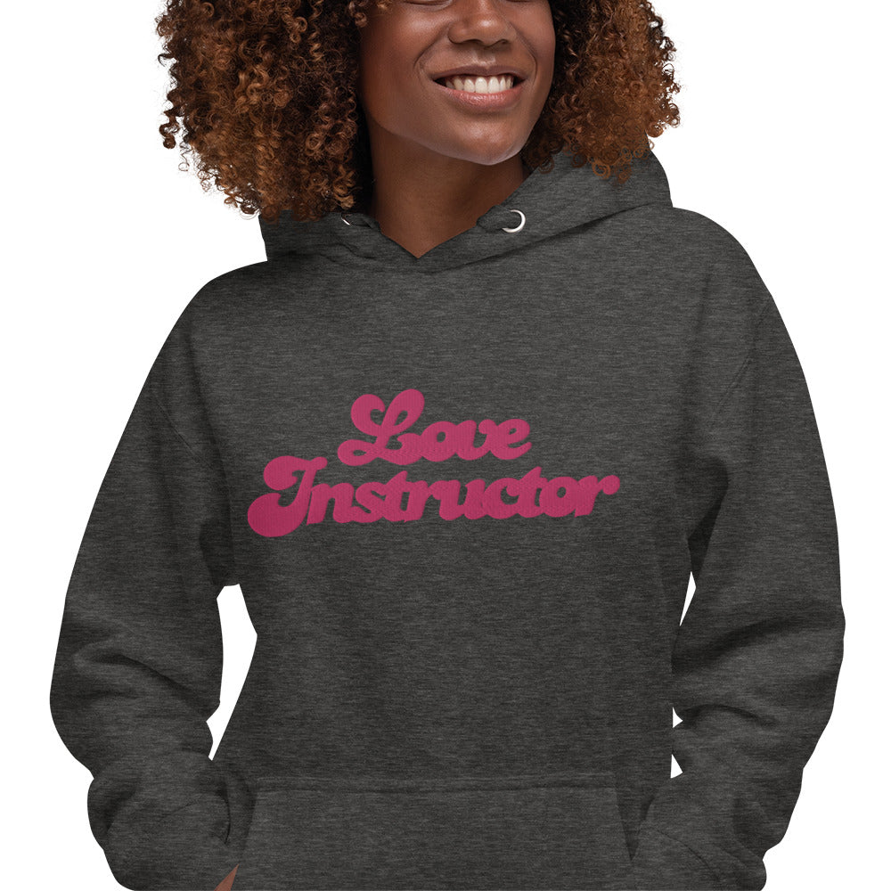 Sweat à capuche unisexe en coton Love Instructor grand motif brodé