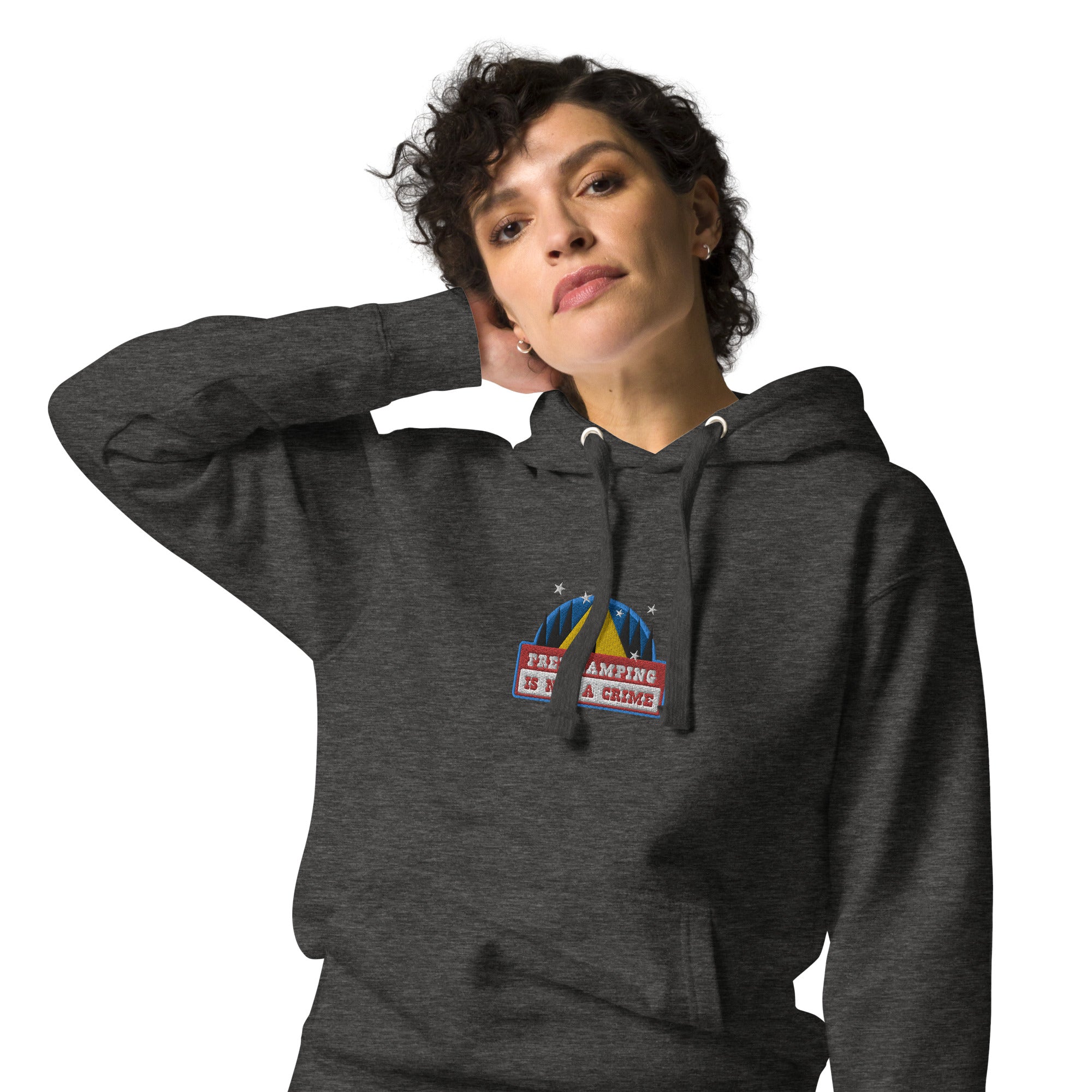 Unisex Cotton Hoodie Free camping is not a crime graphic embroidered pattern