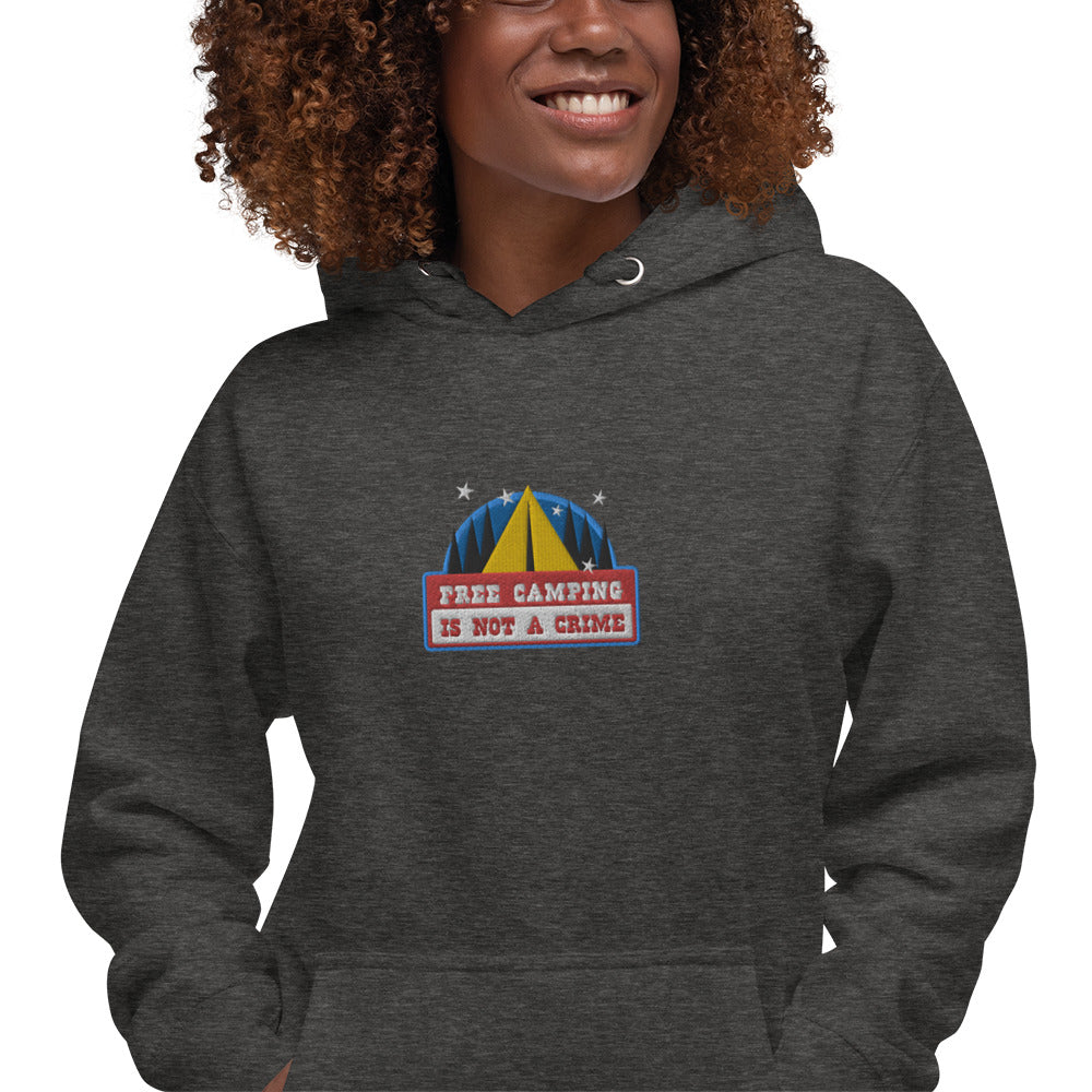 Unisex Cotton Hoodie Free camping is not a crime graphic embroidered pattern