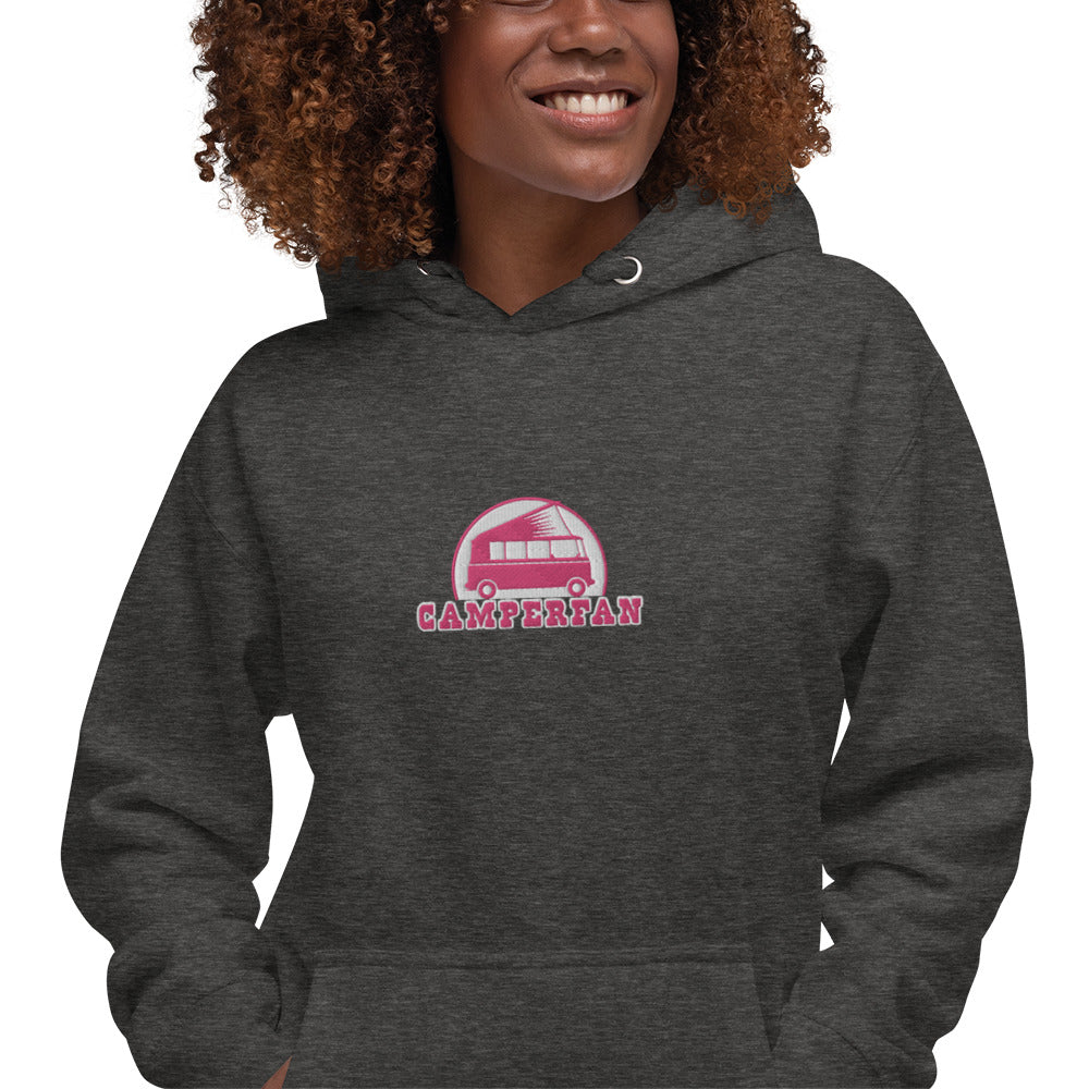 Unisex Cotton Hoodie Camperfan flamingo/white embroidered pattern