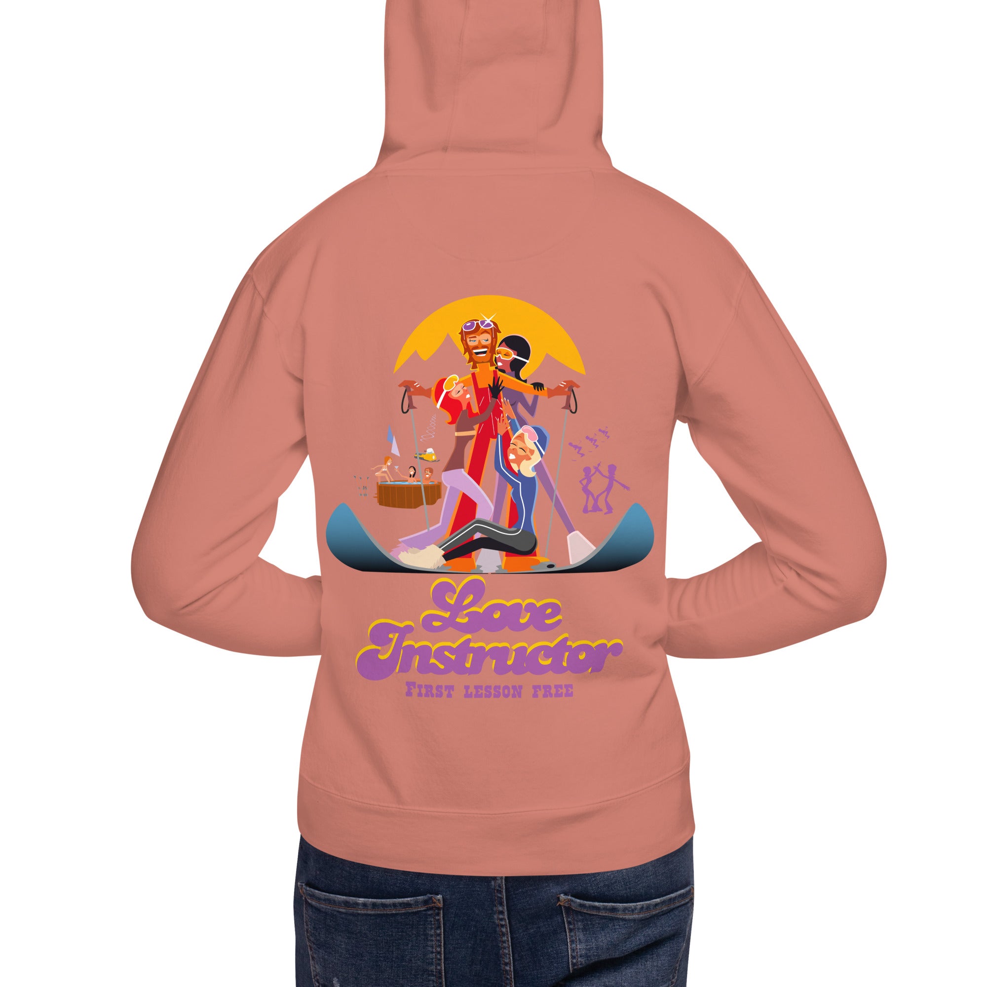 Sweat à capuche unisexe en coton Love Instructor First Lesson free grand motif dans le dos