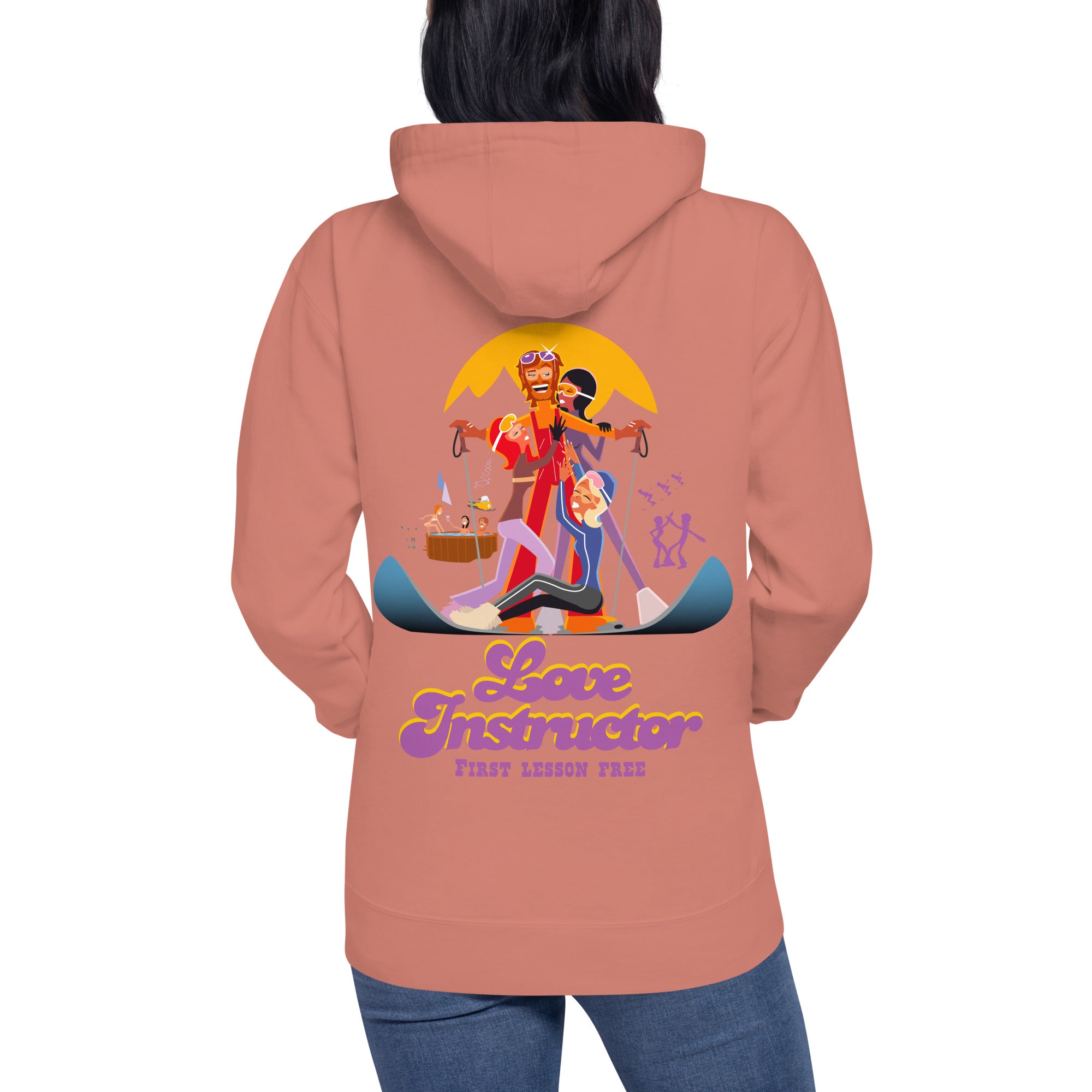 Sweat à capuche unisexe en coton Love Instructor First Lesson free grand motif dans le dos