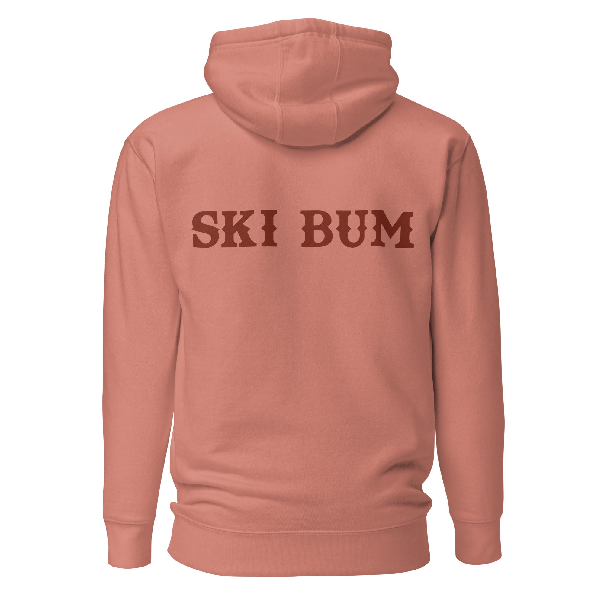 Sweat à capuche unisexe en coton Ski Bum texte foncé (face & dos)