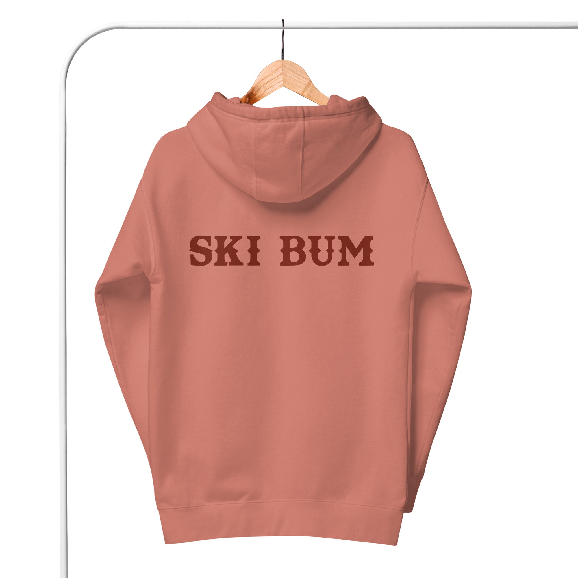 Sweat à capuche unisexe en coton Ski Bum texte foncé (face & dos)