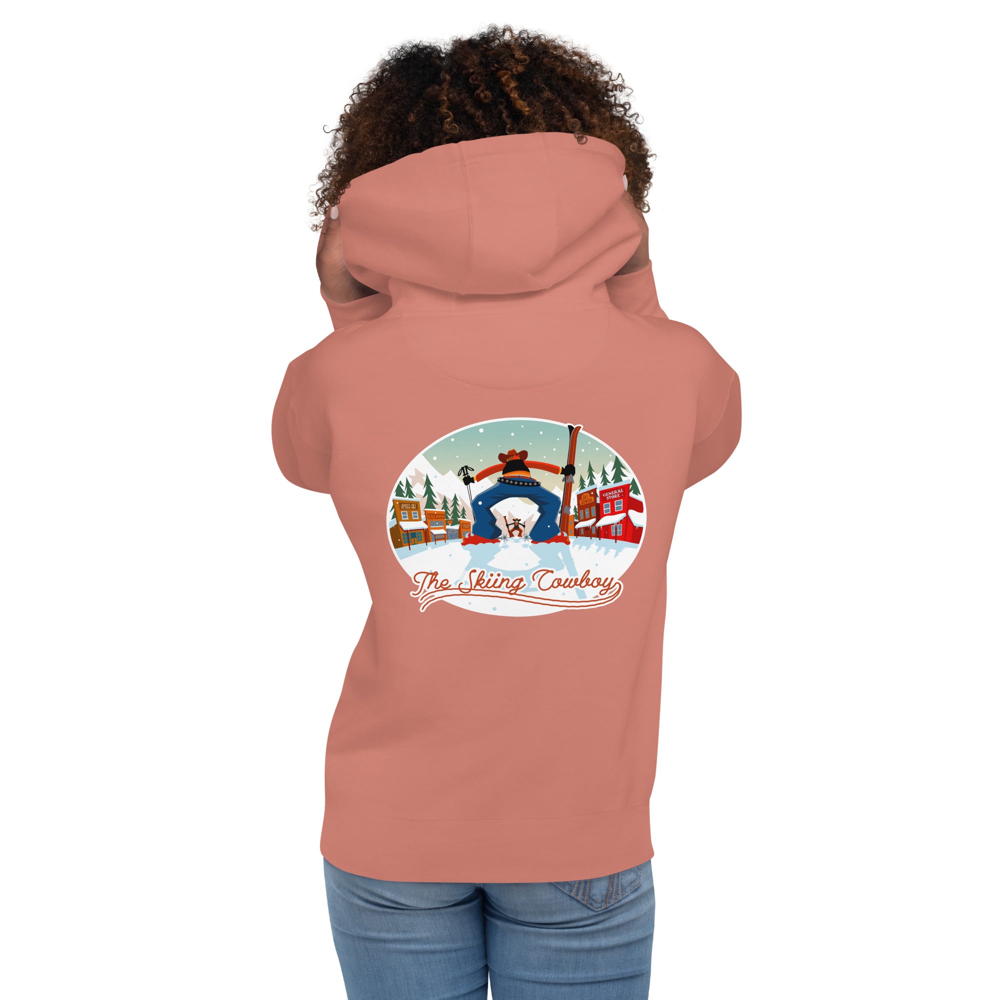 Sweat à capuche unisexe en coton Ski Fight at OK Corral (face & dos)