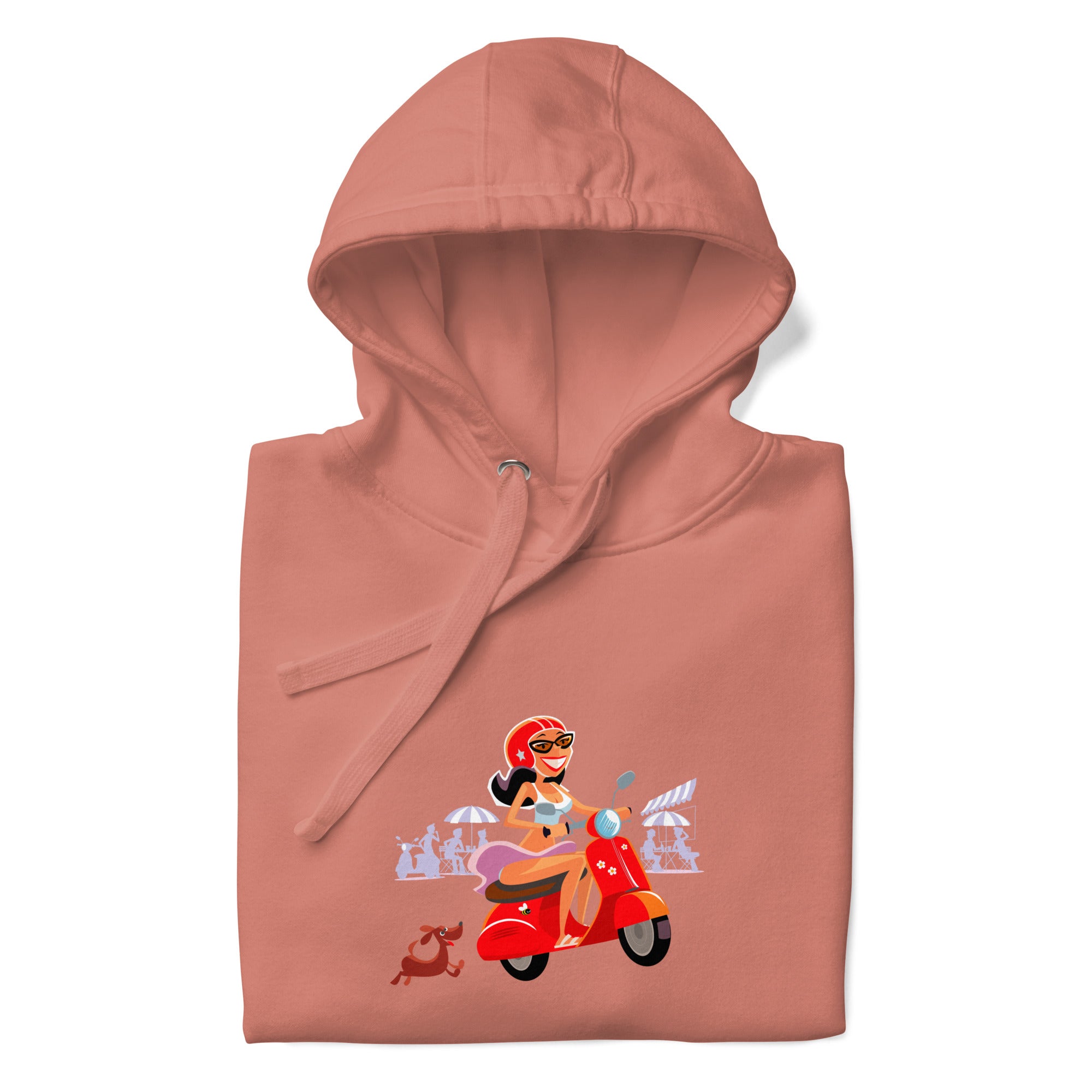 Sweat à capuche unisexe en coton Vespa Girl in St Tropez