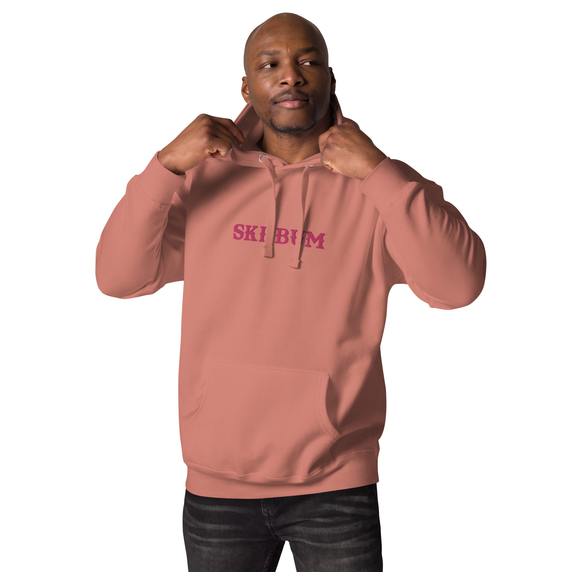 Sweat à capuche unisexe en coton Ski Bum Flamingo brodé