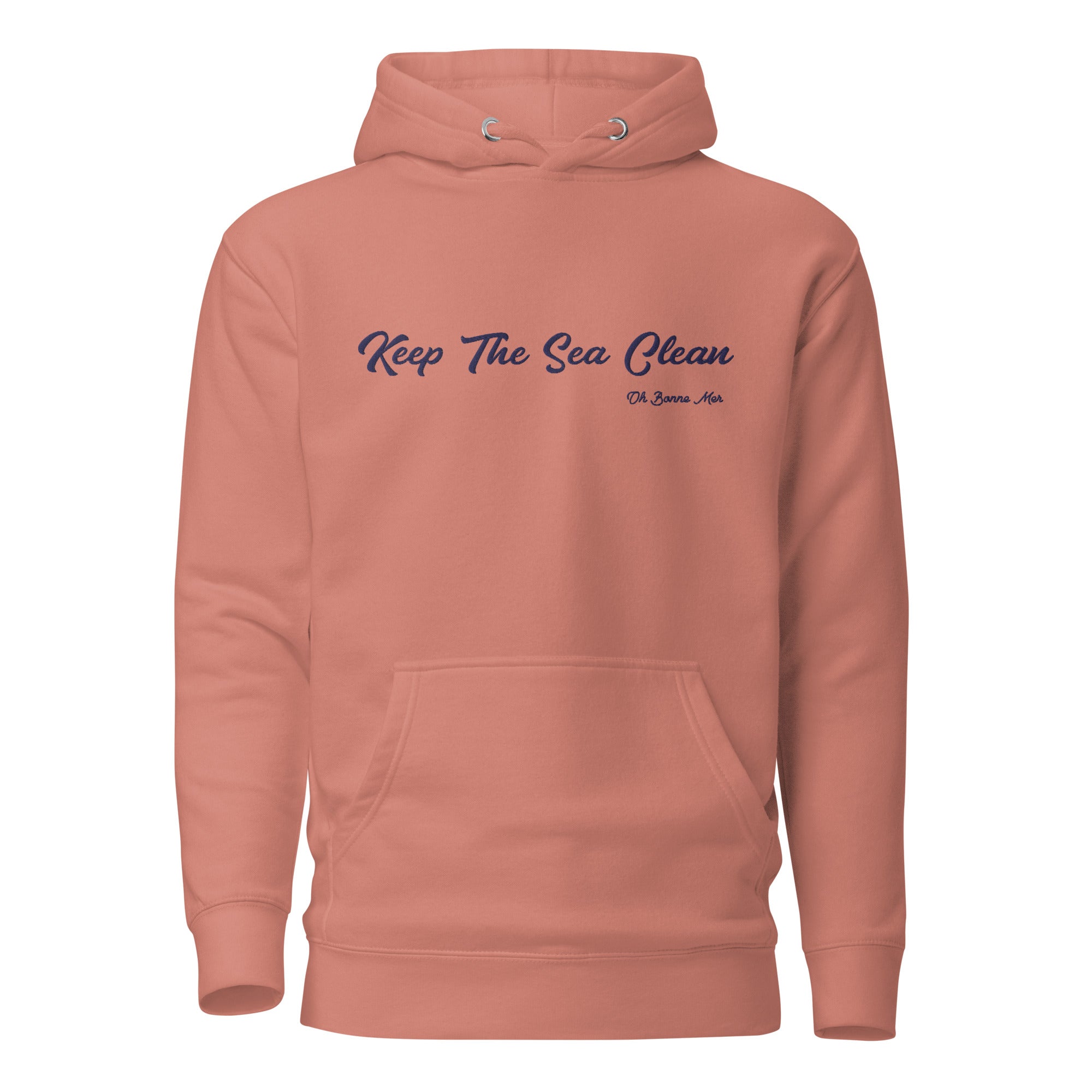 Sweat à capuche unisexe en coton Keep The Sea Clean grand motif brodé navy
